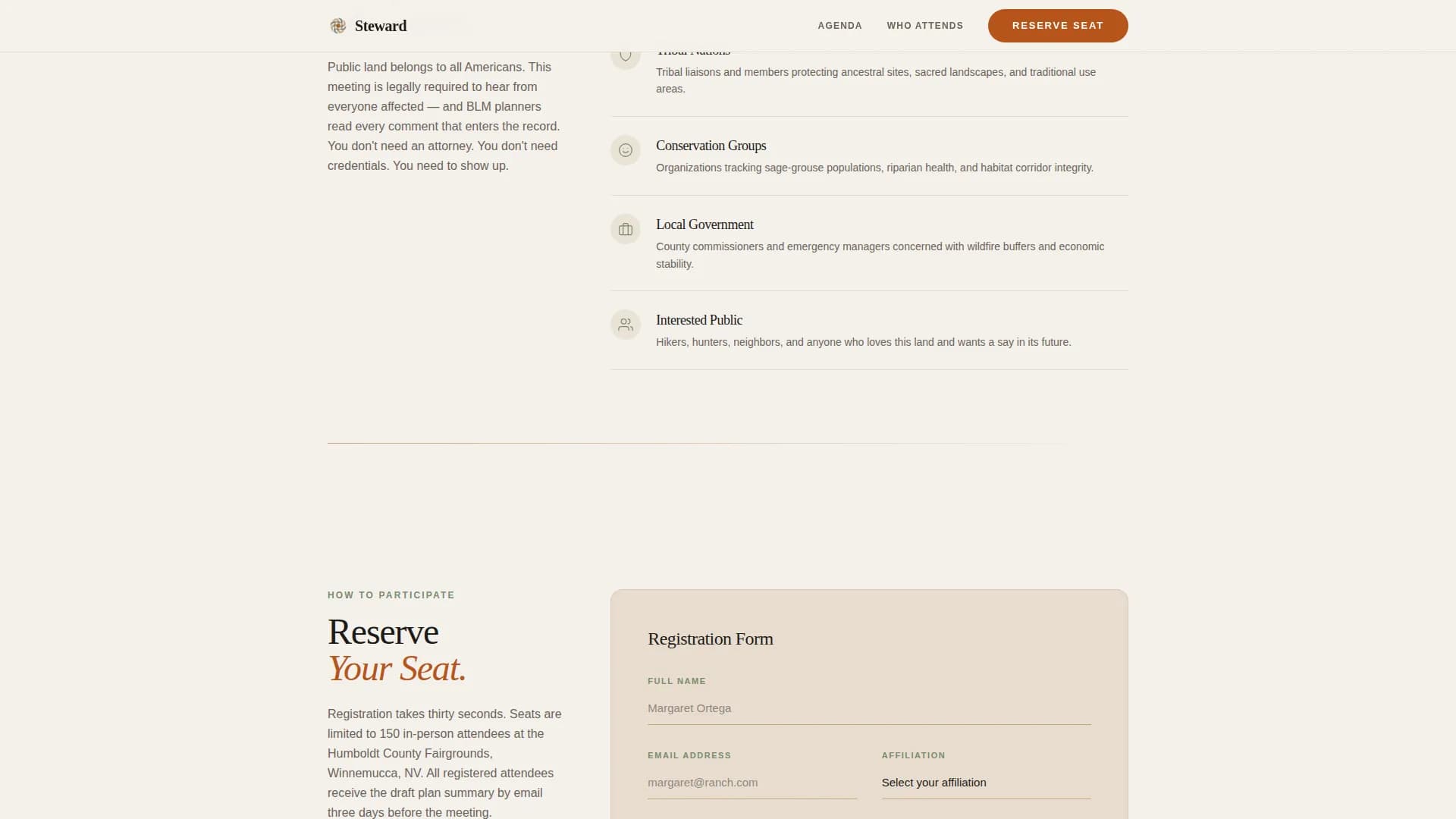 Steward — Preserve Conservation Event Landing Page Template