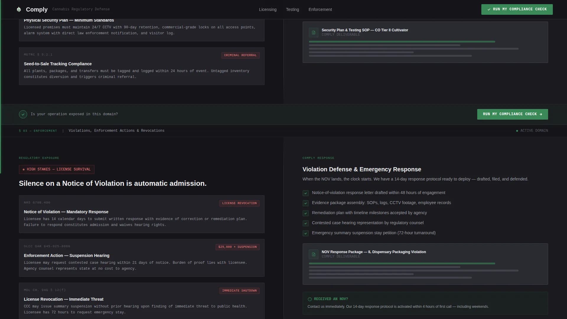 Comply - Precision Compliance Defense Landing Page Template