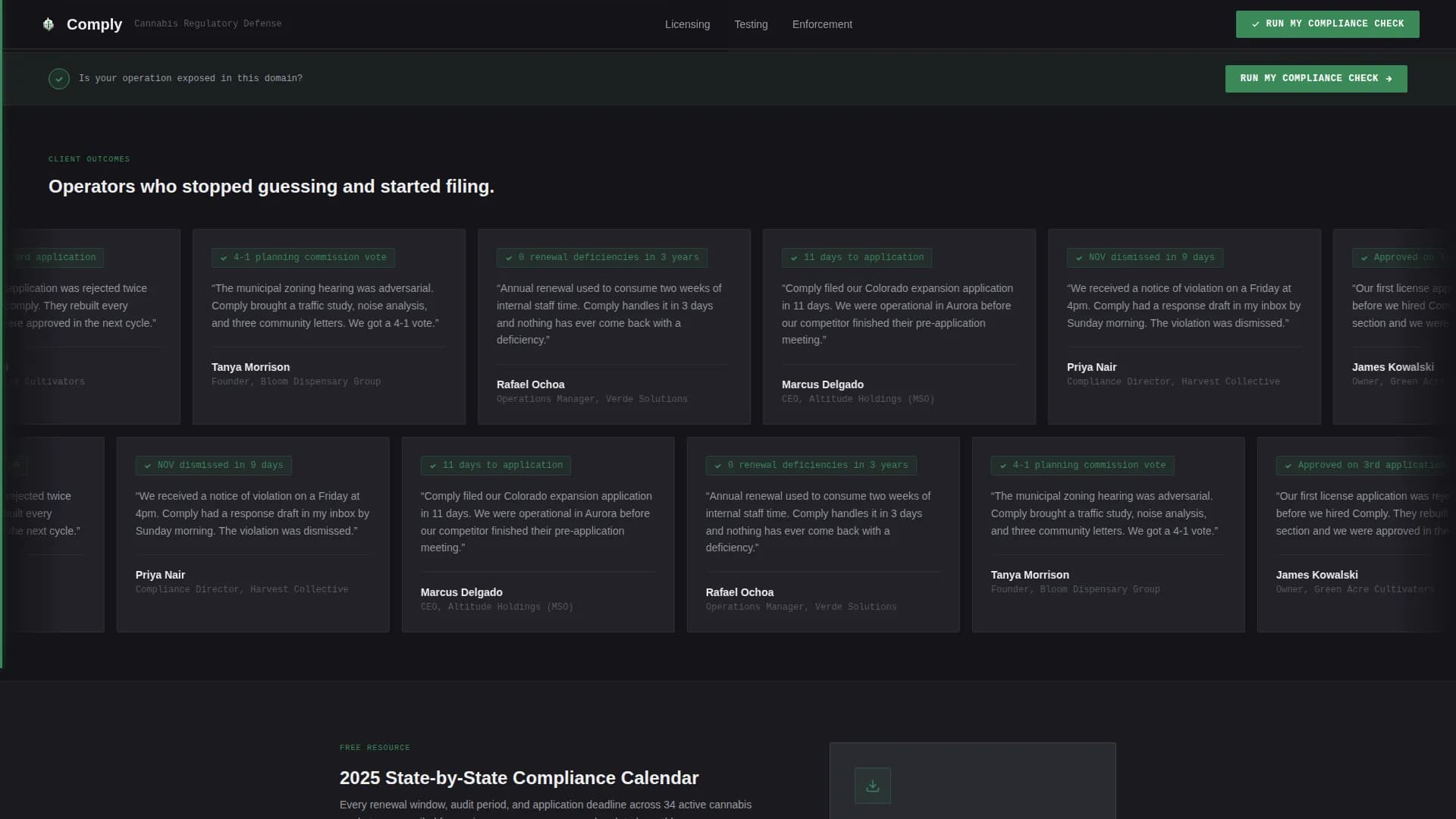 Comply - Precision Compliance Defense Landing Page Template