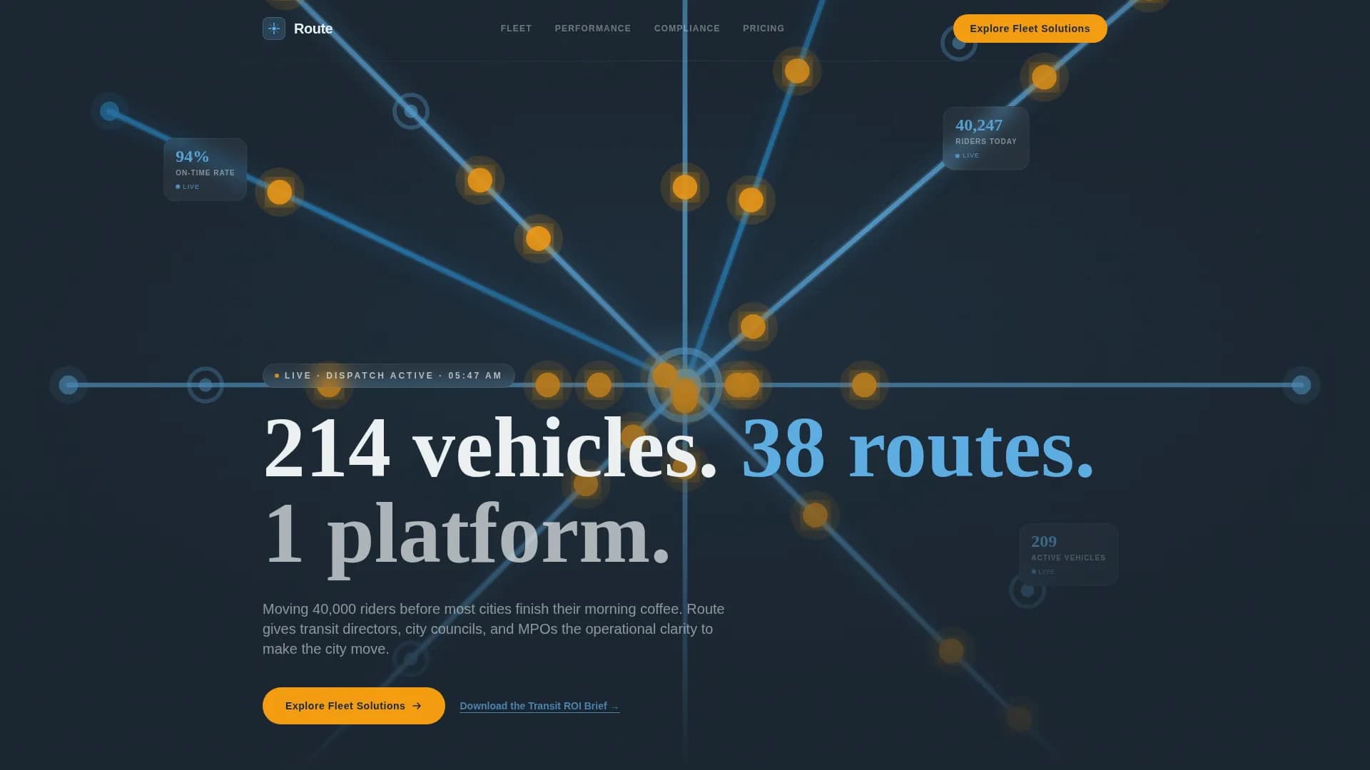 Route — Intelligent Transit Network Landing Page Template