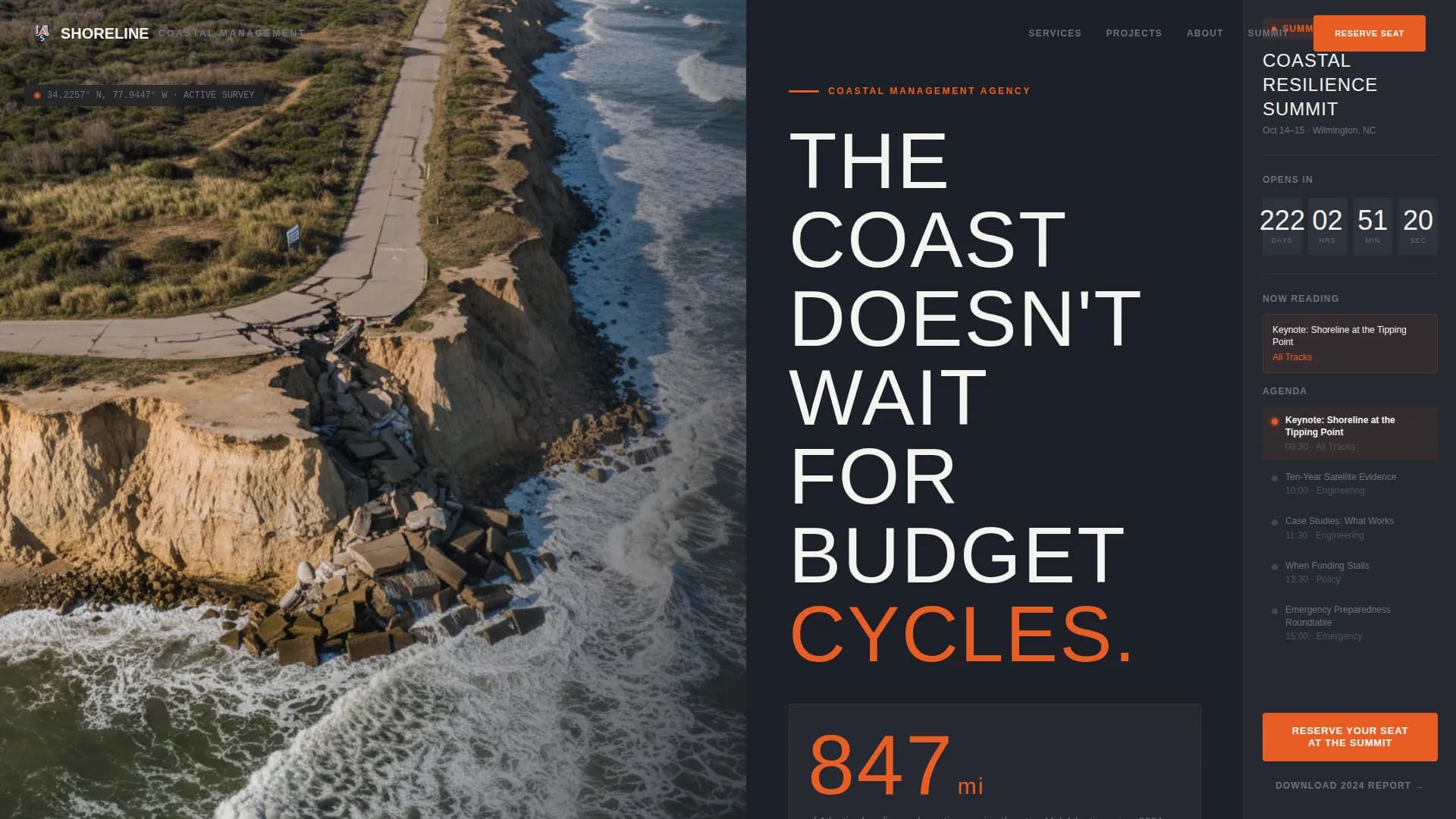 Shoreline — Immersive Climate Summit Landing Page Template