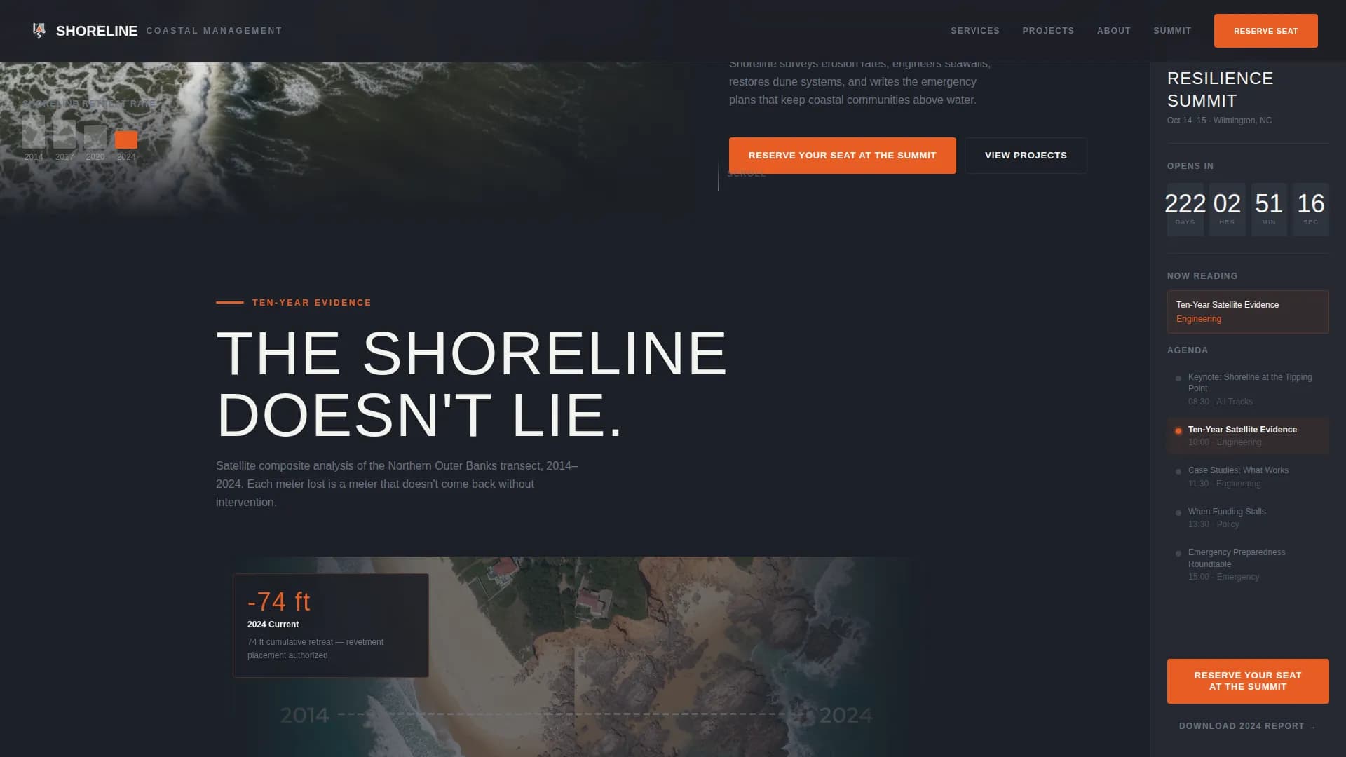 Shoreline — Immersive Climate Summit Landing Page Template