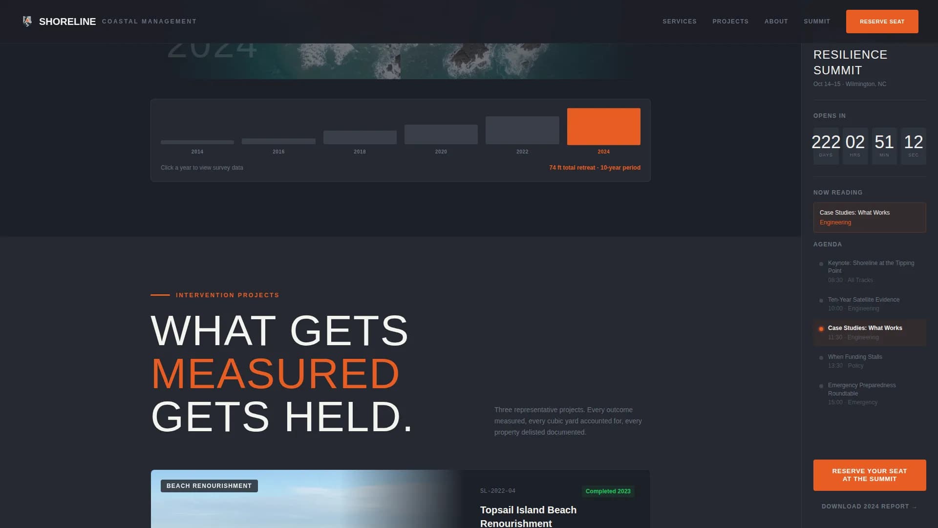 Shoreline — Immersive Climate Summit Landing Page Template