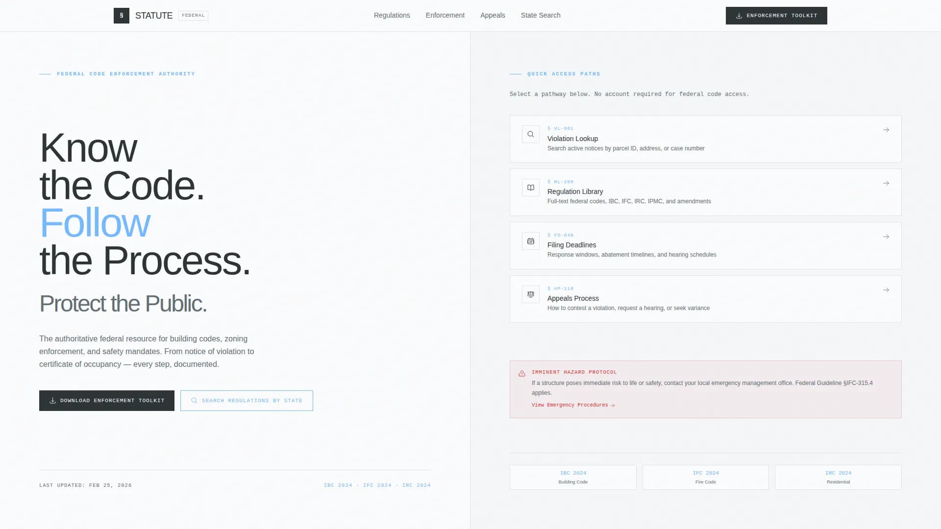 Statute — Authoritative Regulatory Enforcement Landing Page Template