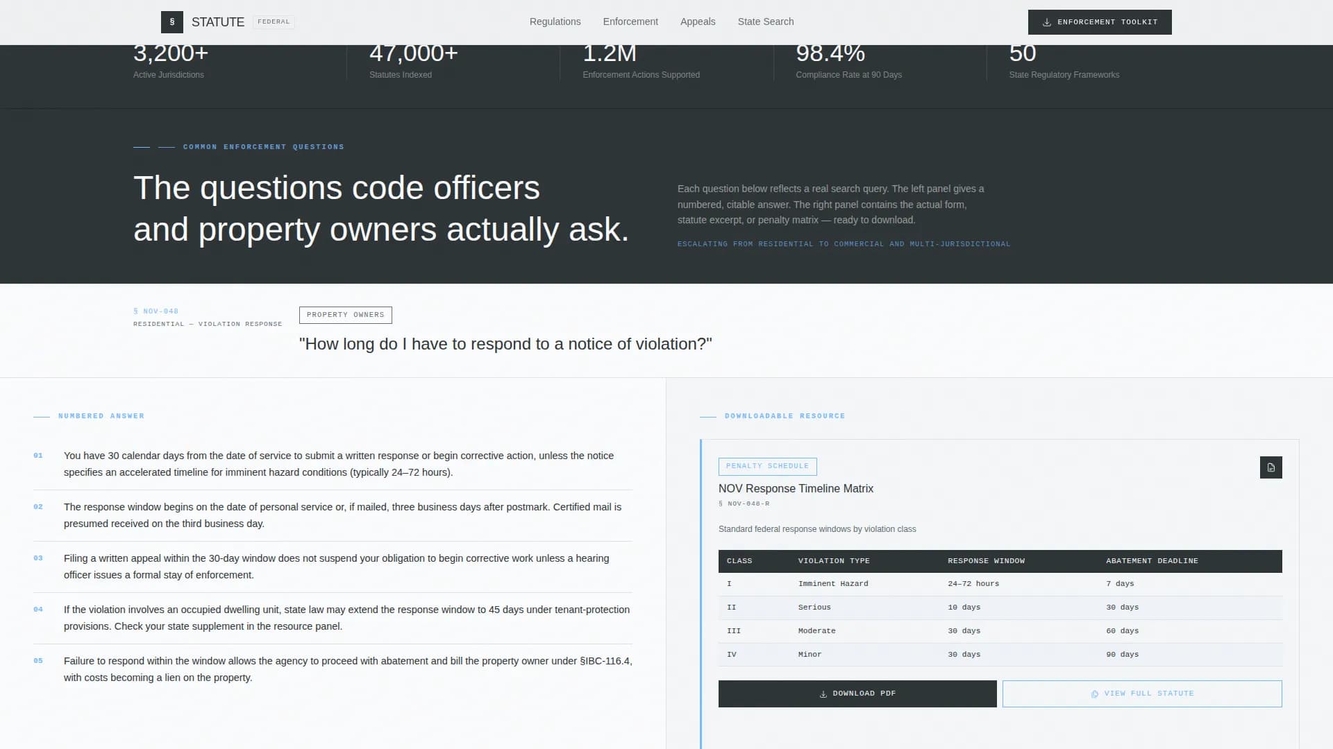 Statute — Authoritative Regulatory Enforcement Landing Page Template