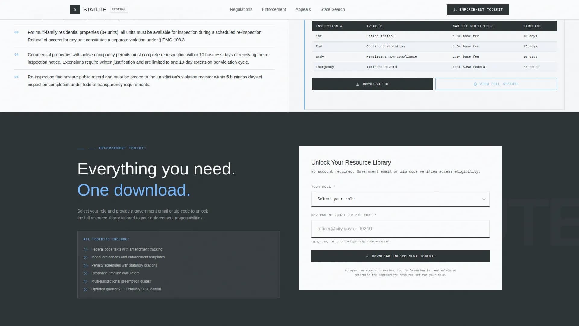 Statute — Authoritative Regulatory Enforcement Landing Page Template