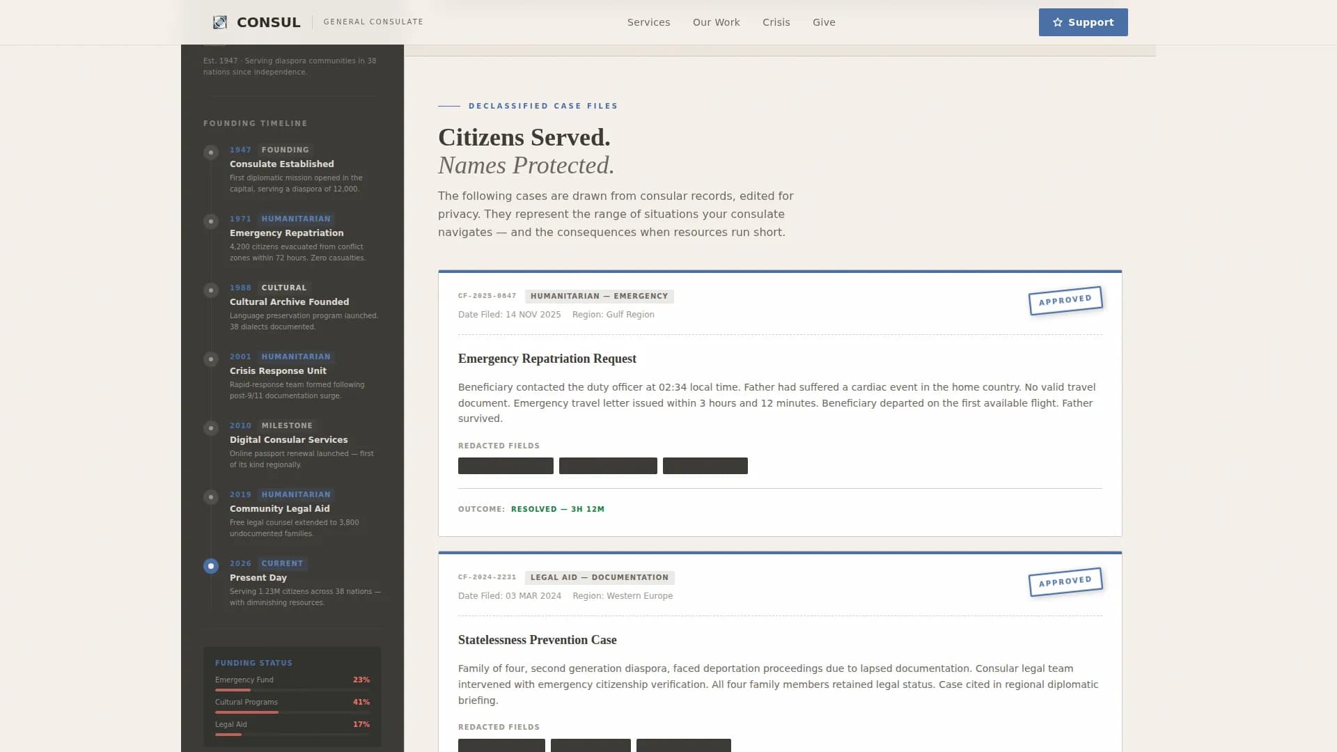 Consul - Sovereign Duty Fundraising Landing Page Template