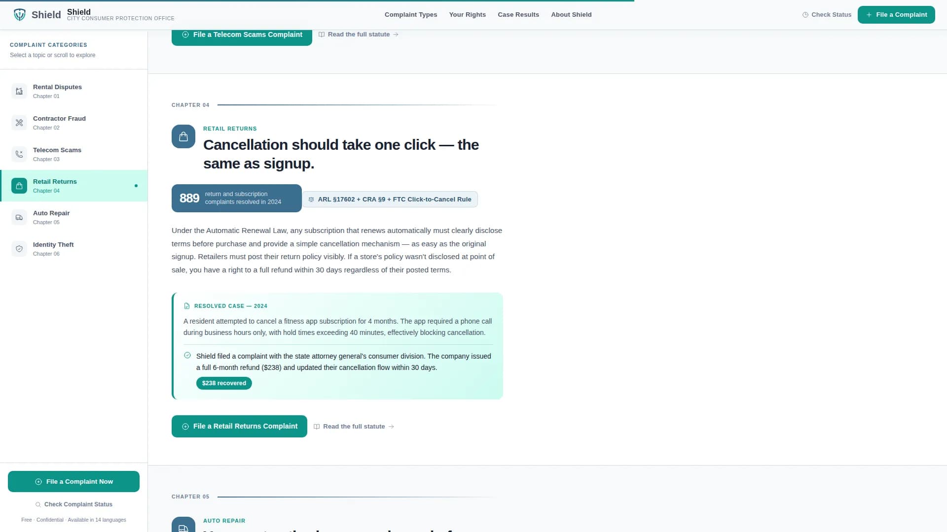 Shield — Consumer Protection Guide Landing Page Template