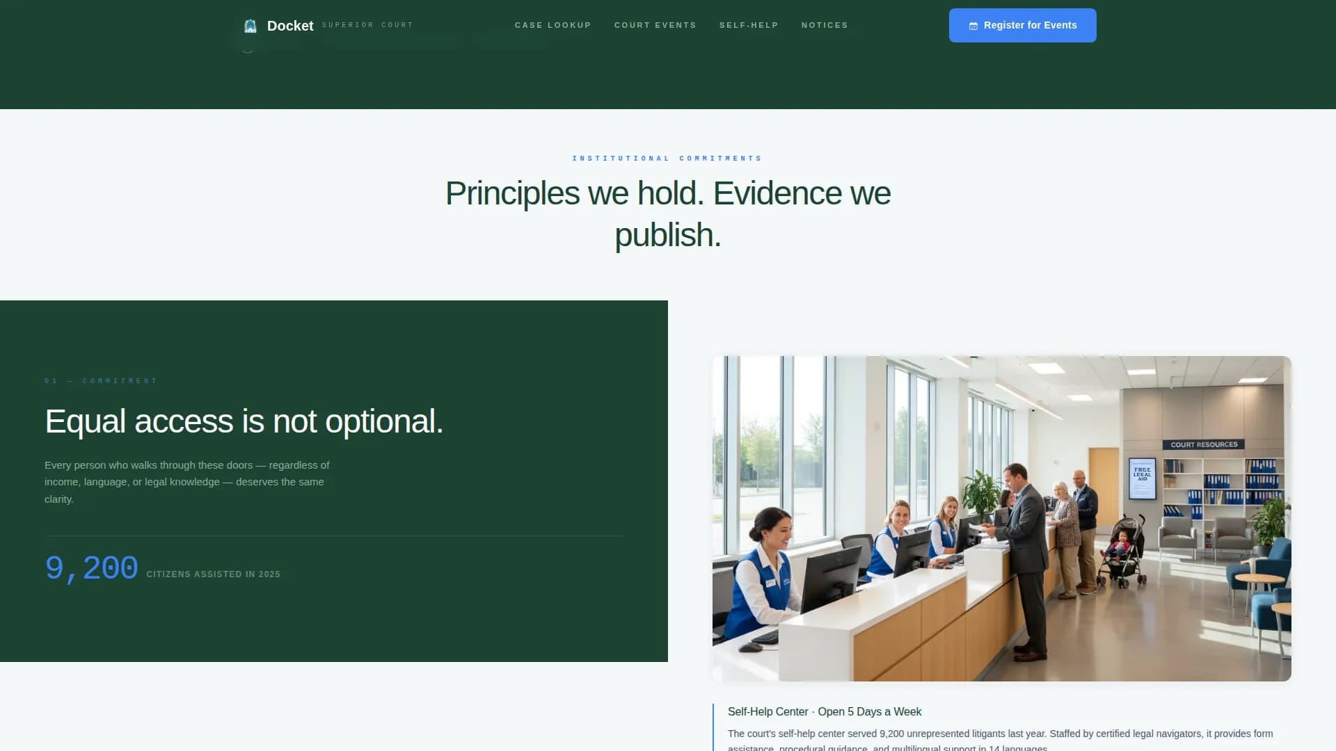 Docket - Precision Court System Landing Page Template