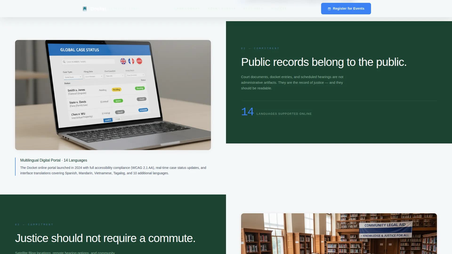 Docket - Precision Court System Landing Page Template