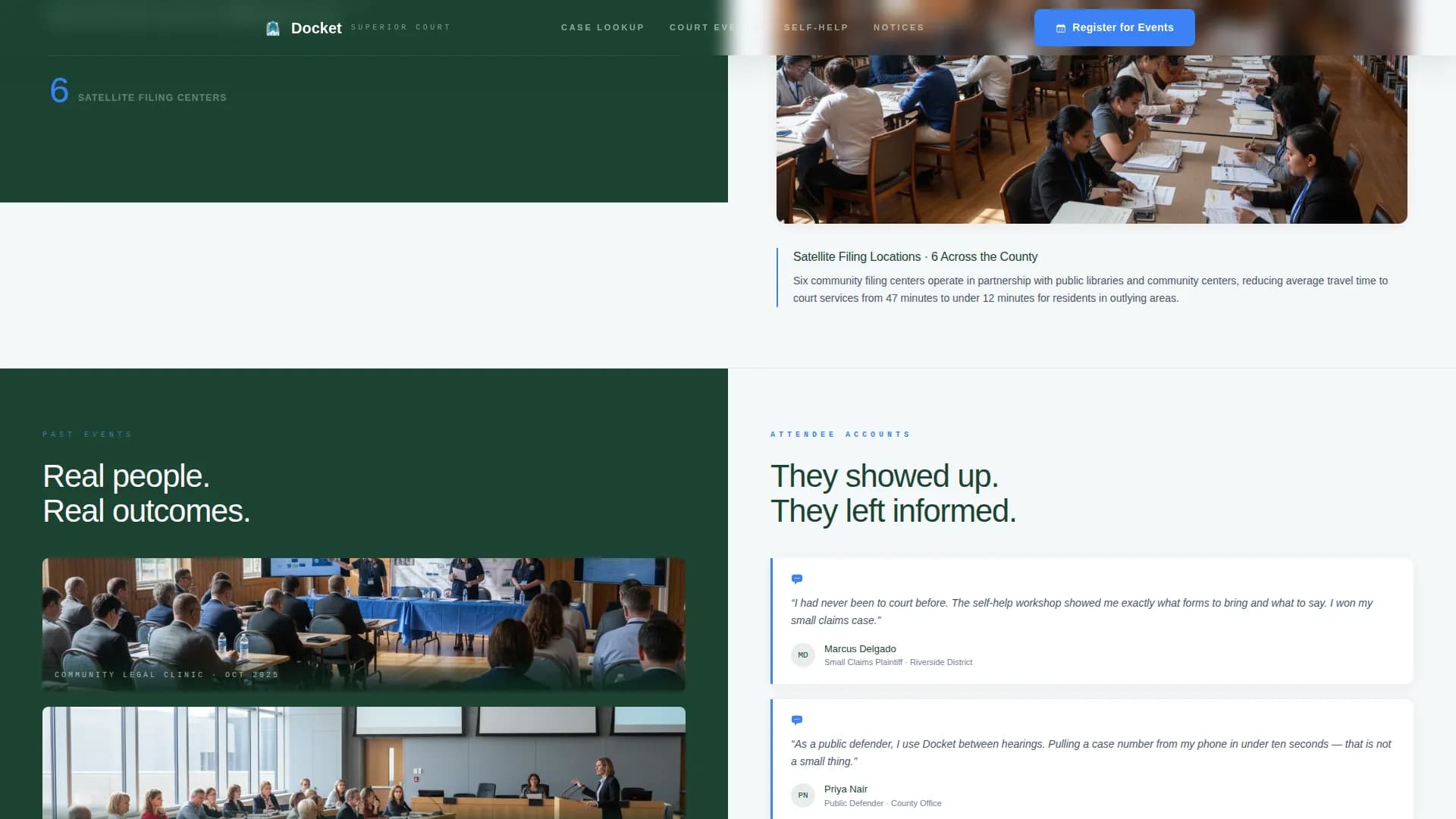Docket - Precision Court System Landing Page Template