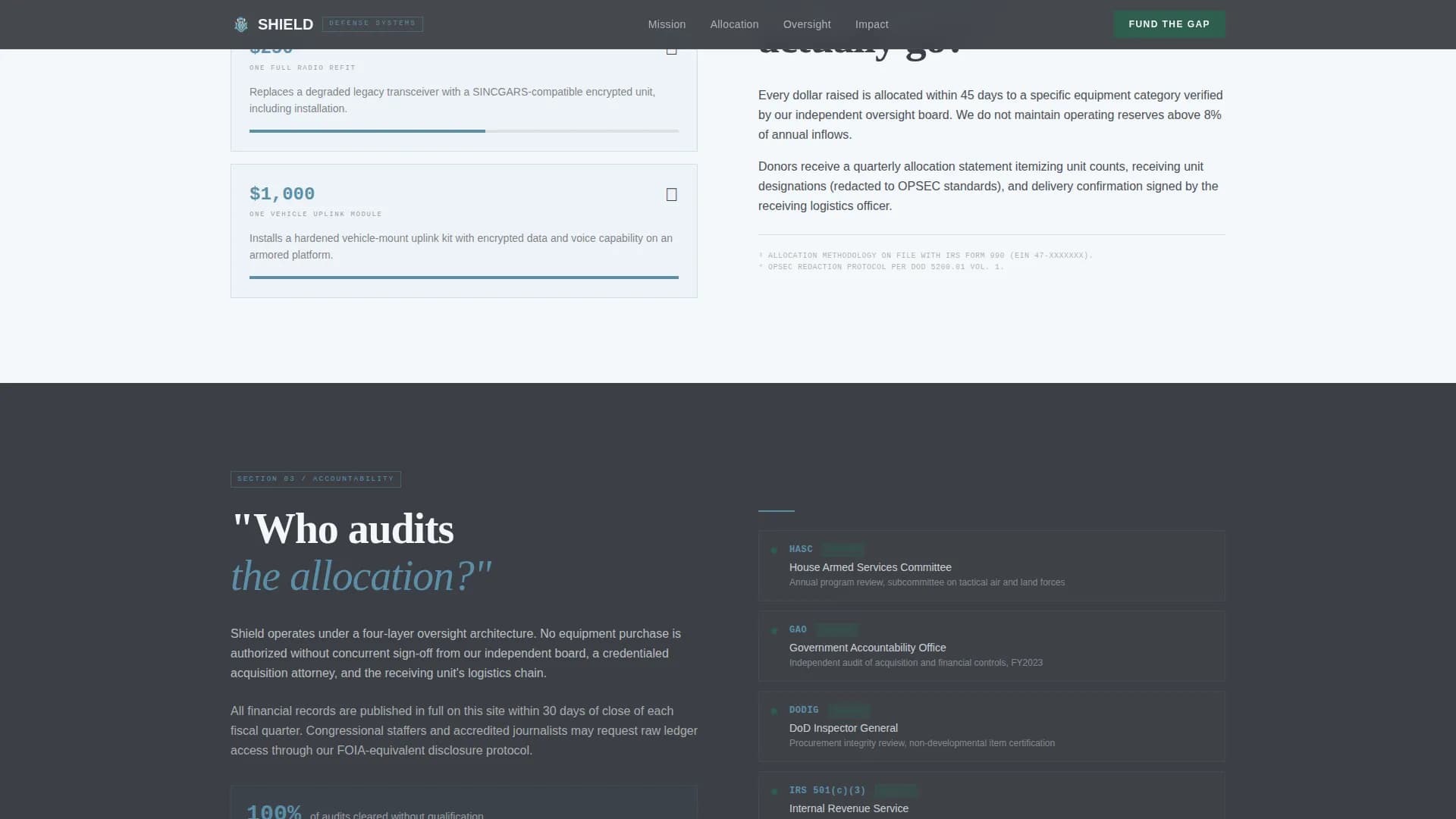 Shield — Authoritative Defense Solutions Landing Page Template