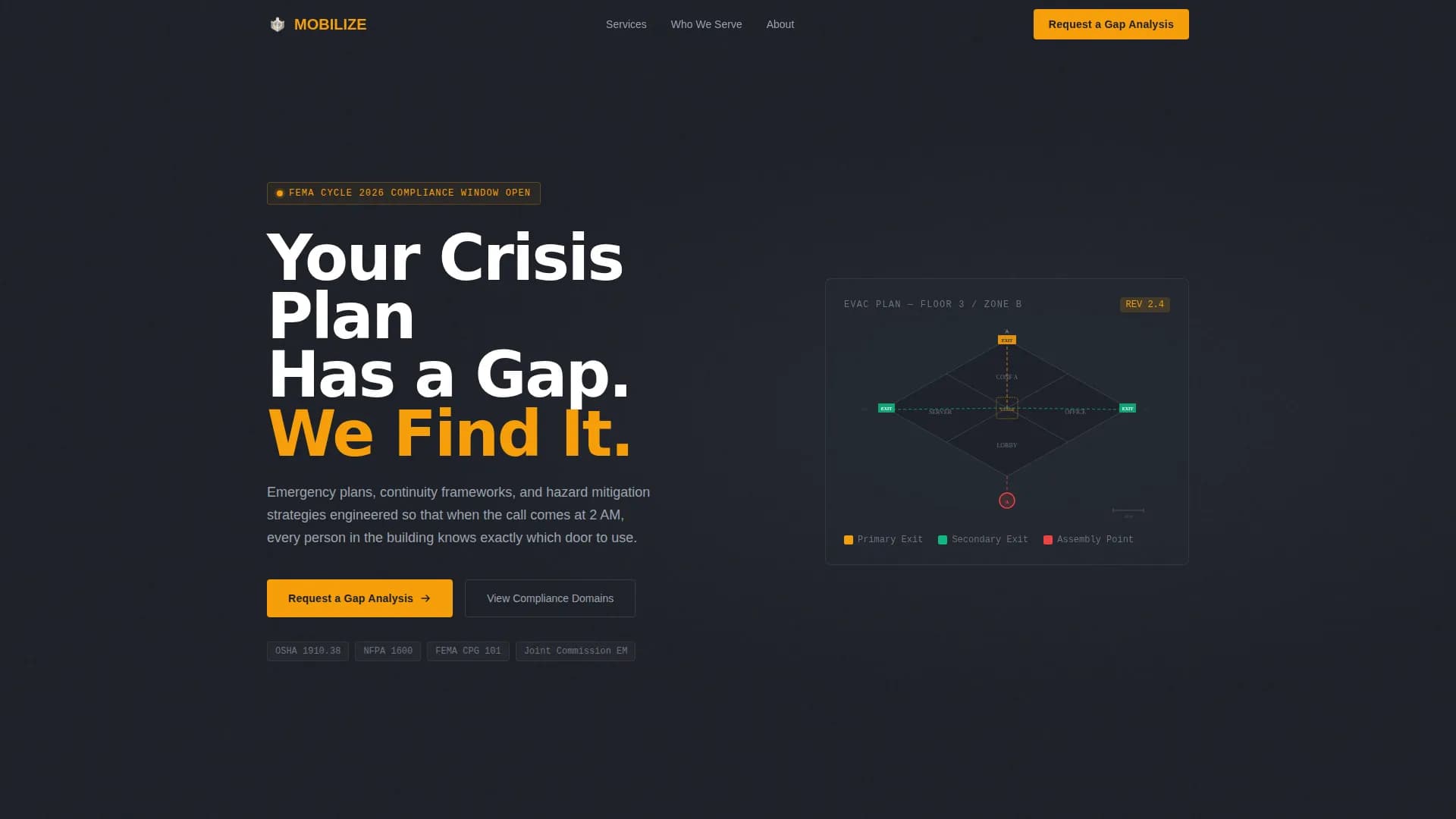 Mobilize — Rapid Crisis Response Landing Page Template