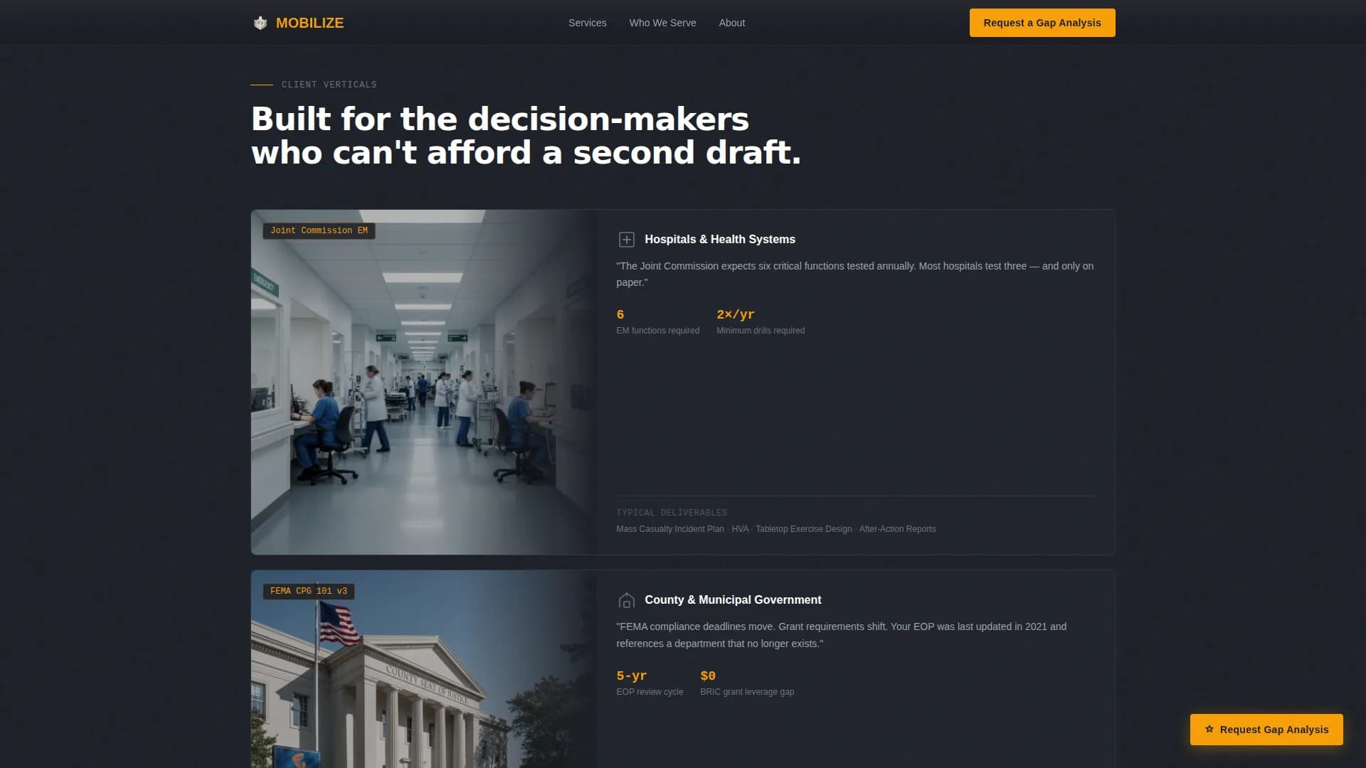 Mobilize — Rapid Crisis Response Landing Page Template
