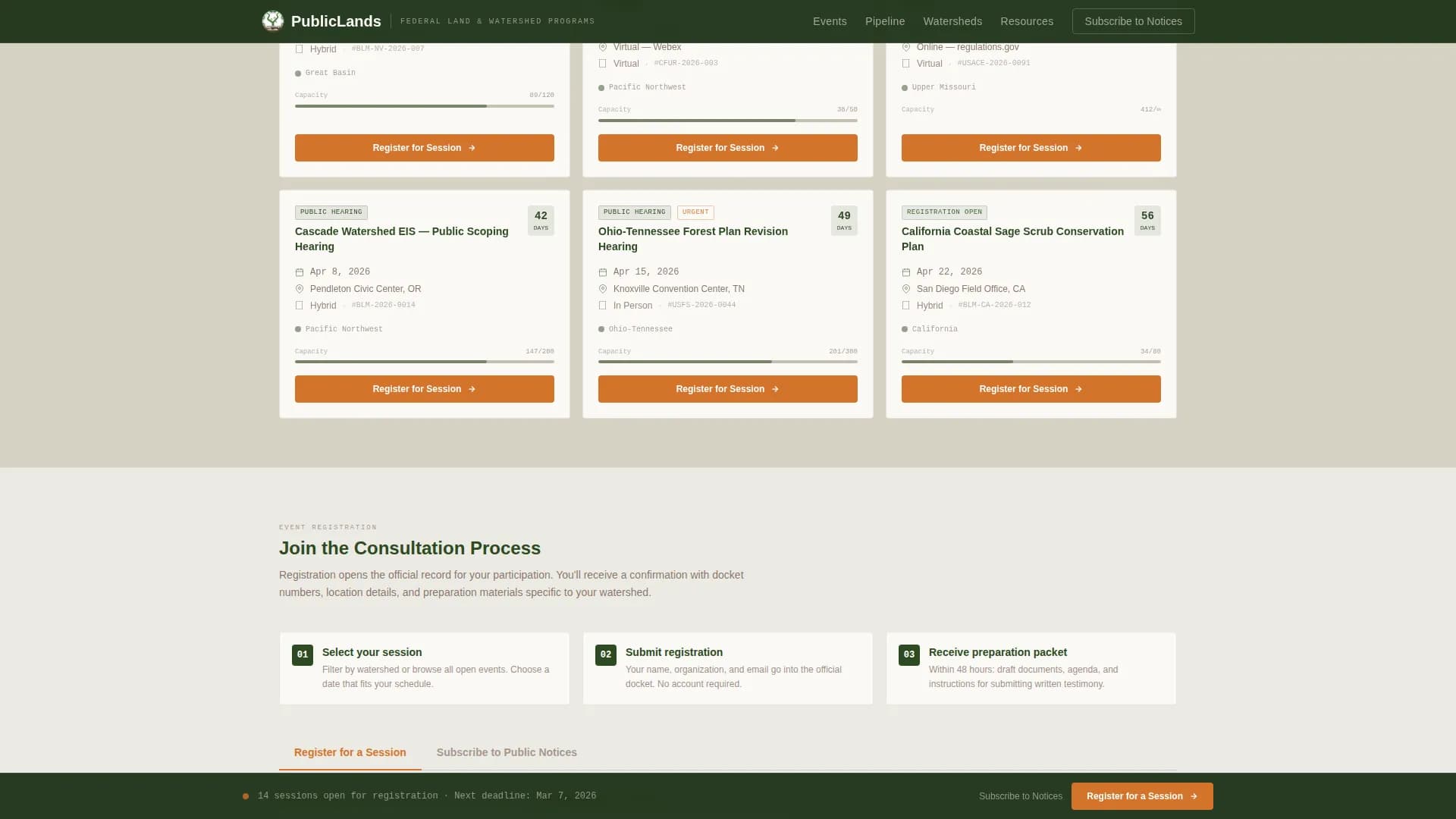 Steward — Public Lands Consultation Landing Page Template