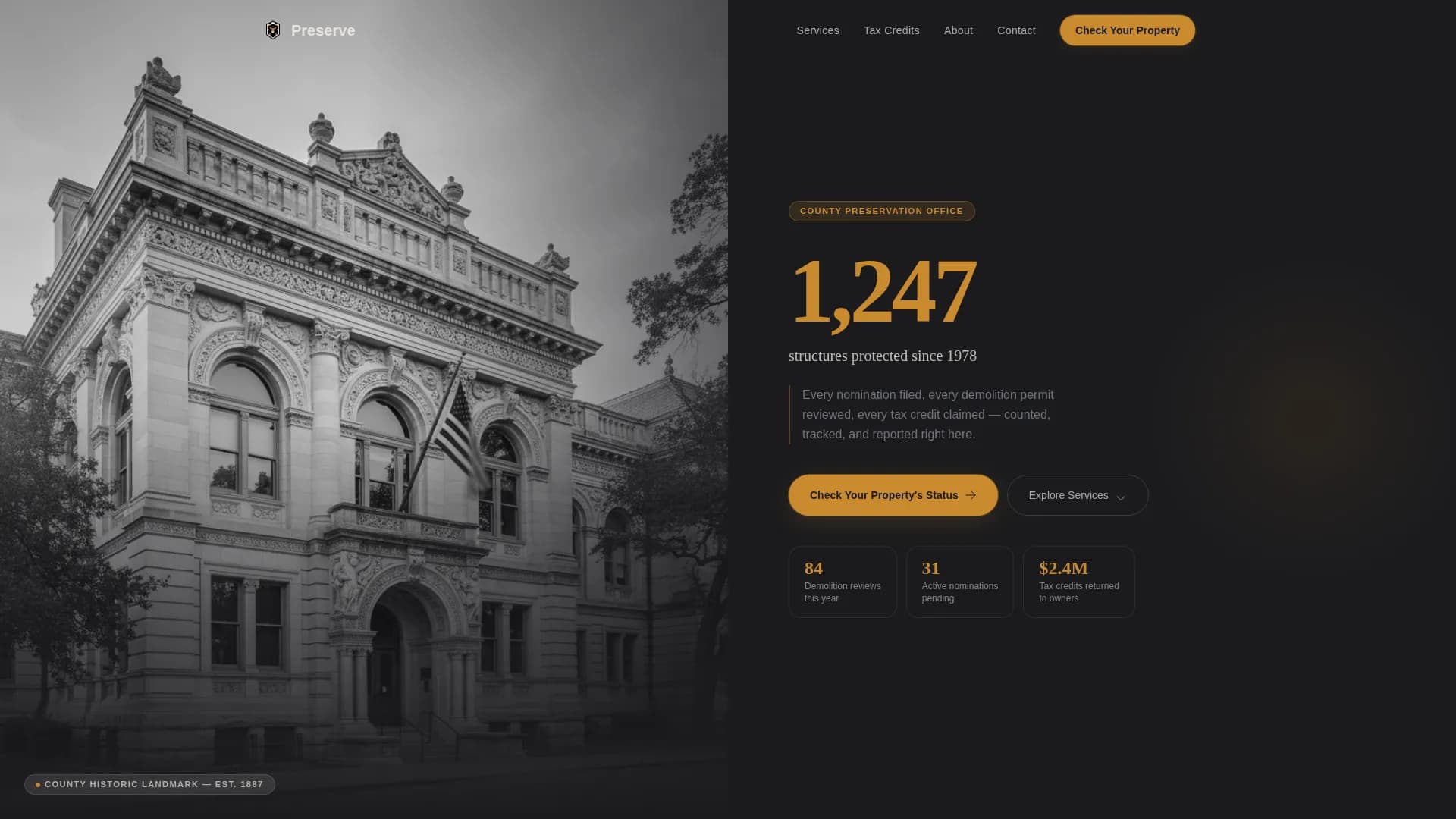 Preserve — Authoritative Heritage Registry Landing Page Template