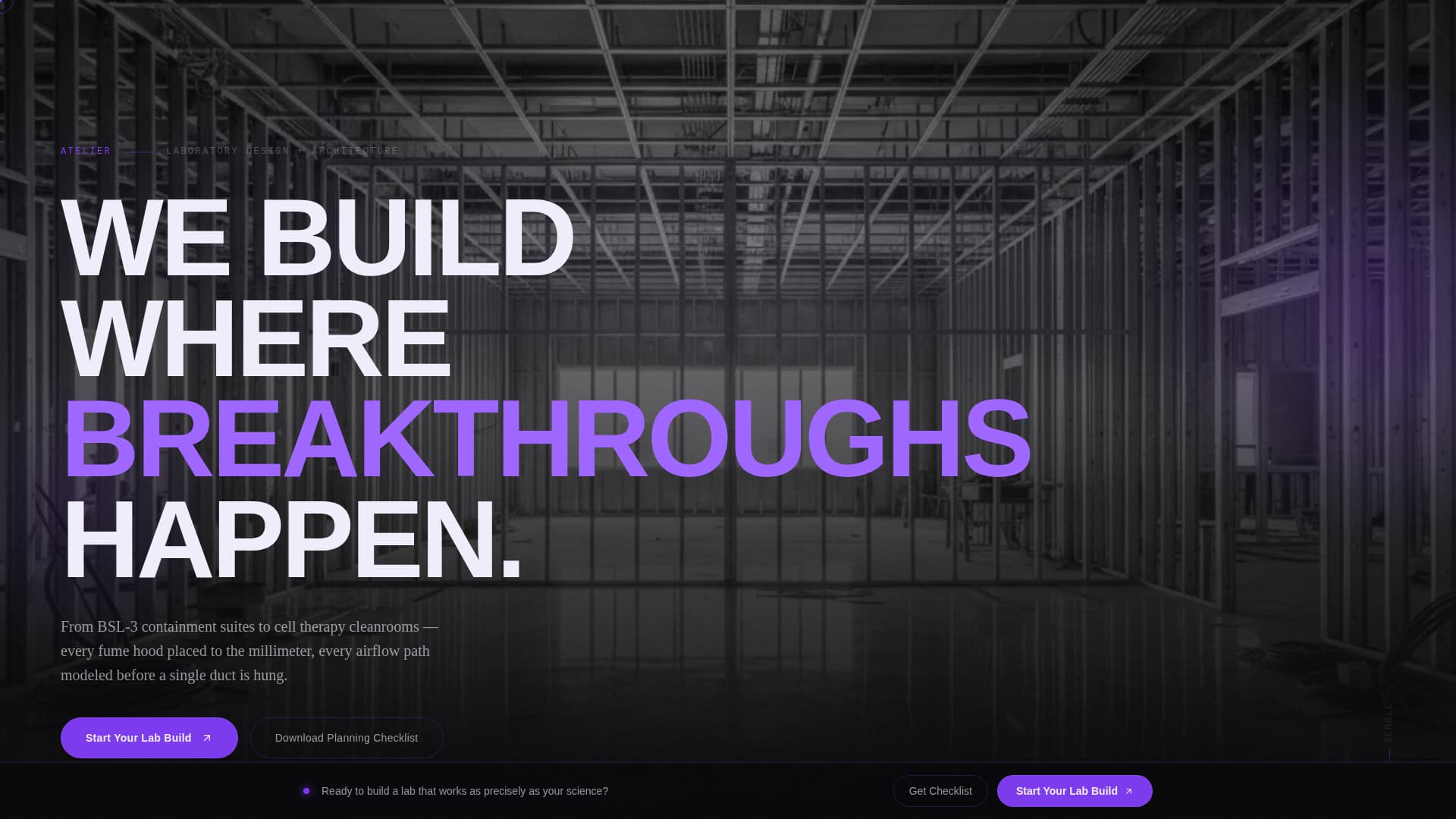 Atelier - Precision Laboratory Landing Page Template