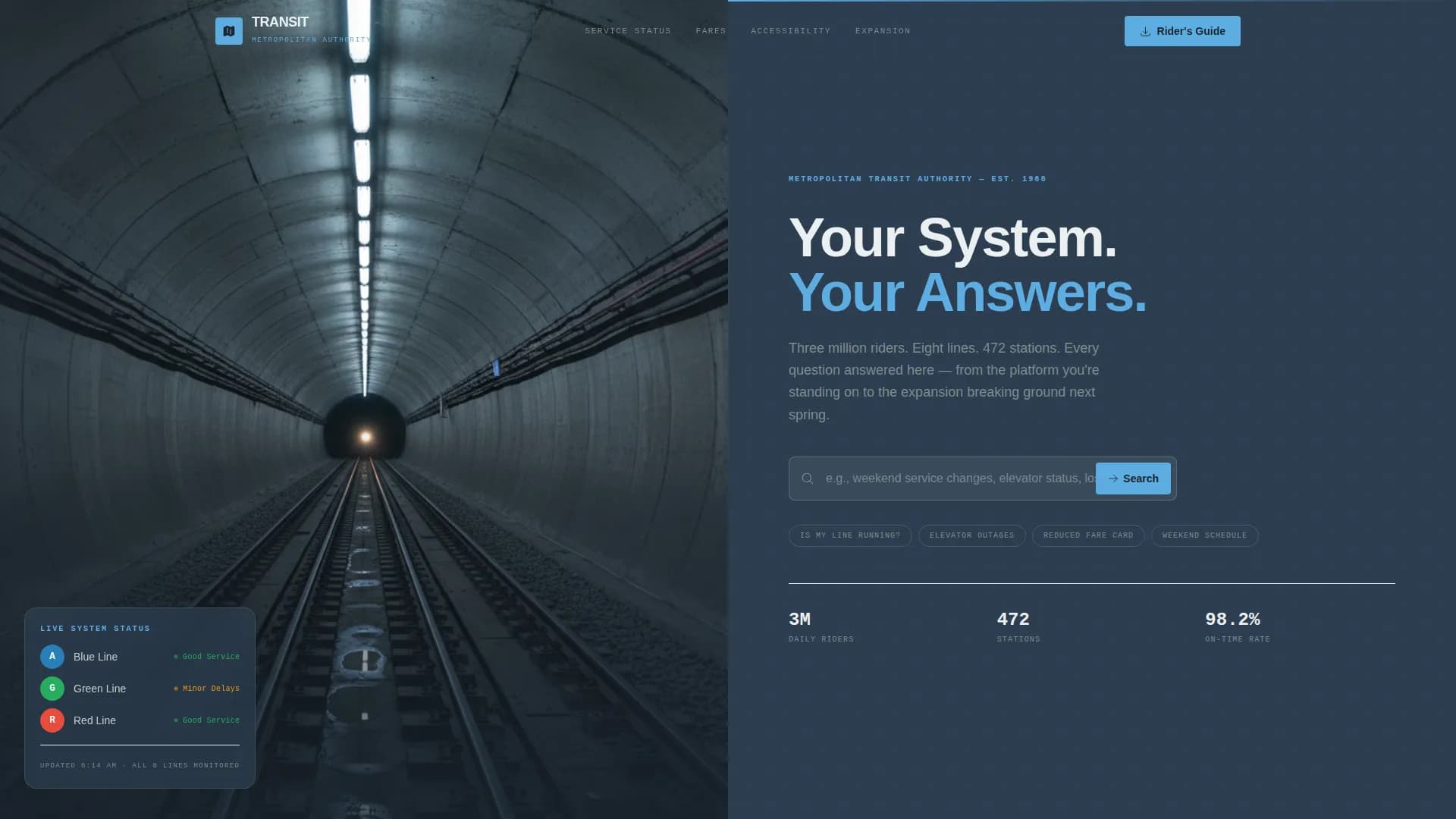 Public Transportation FAQ Website Template