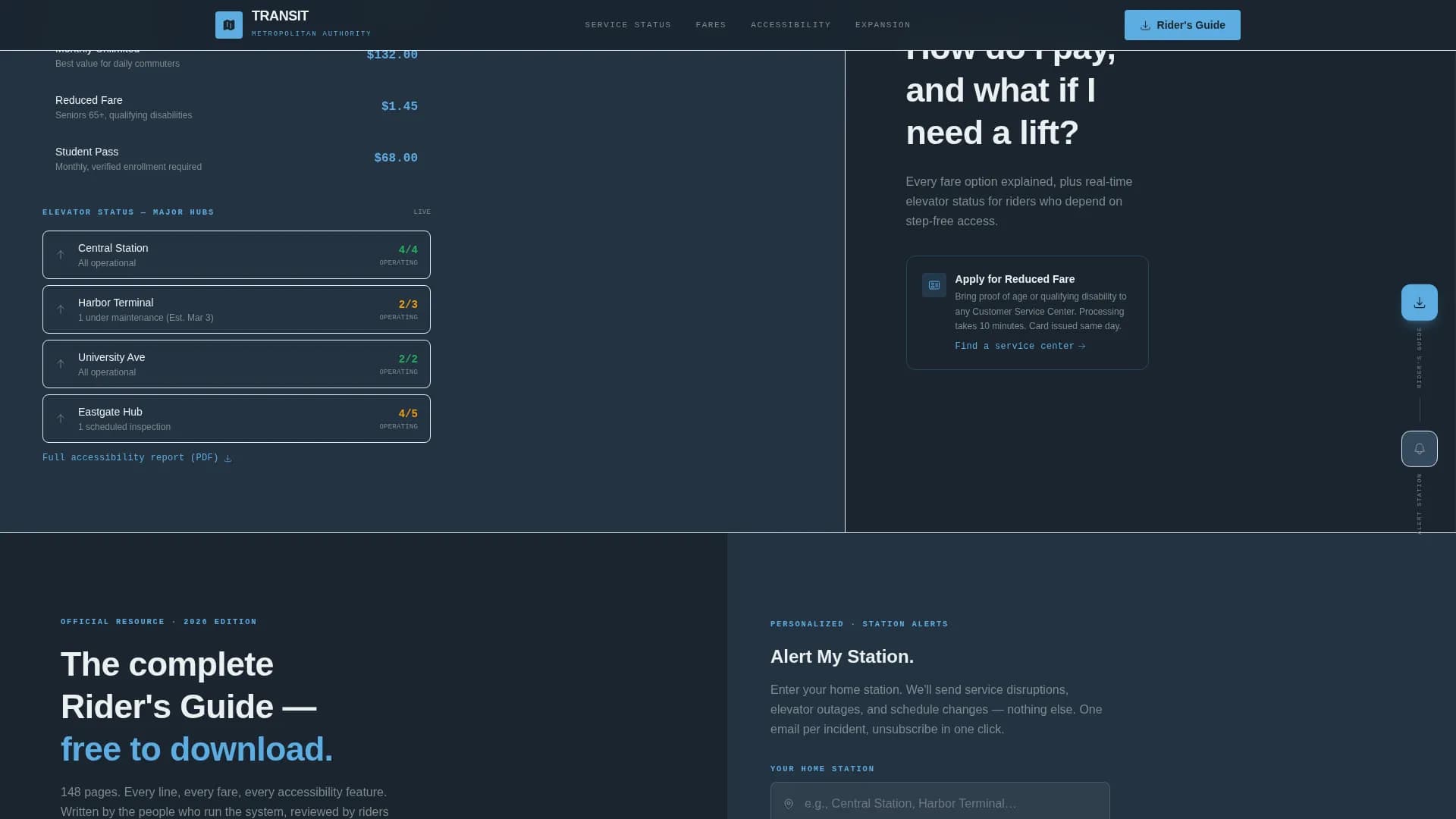 Public Transportation FAQ Website Template