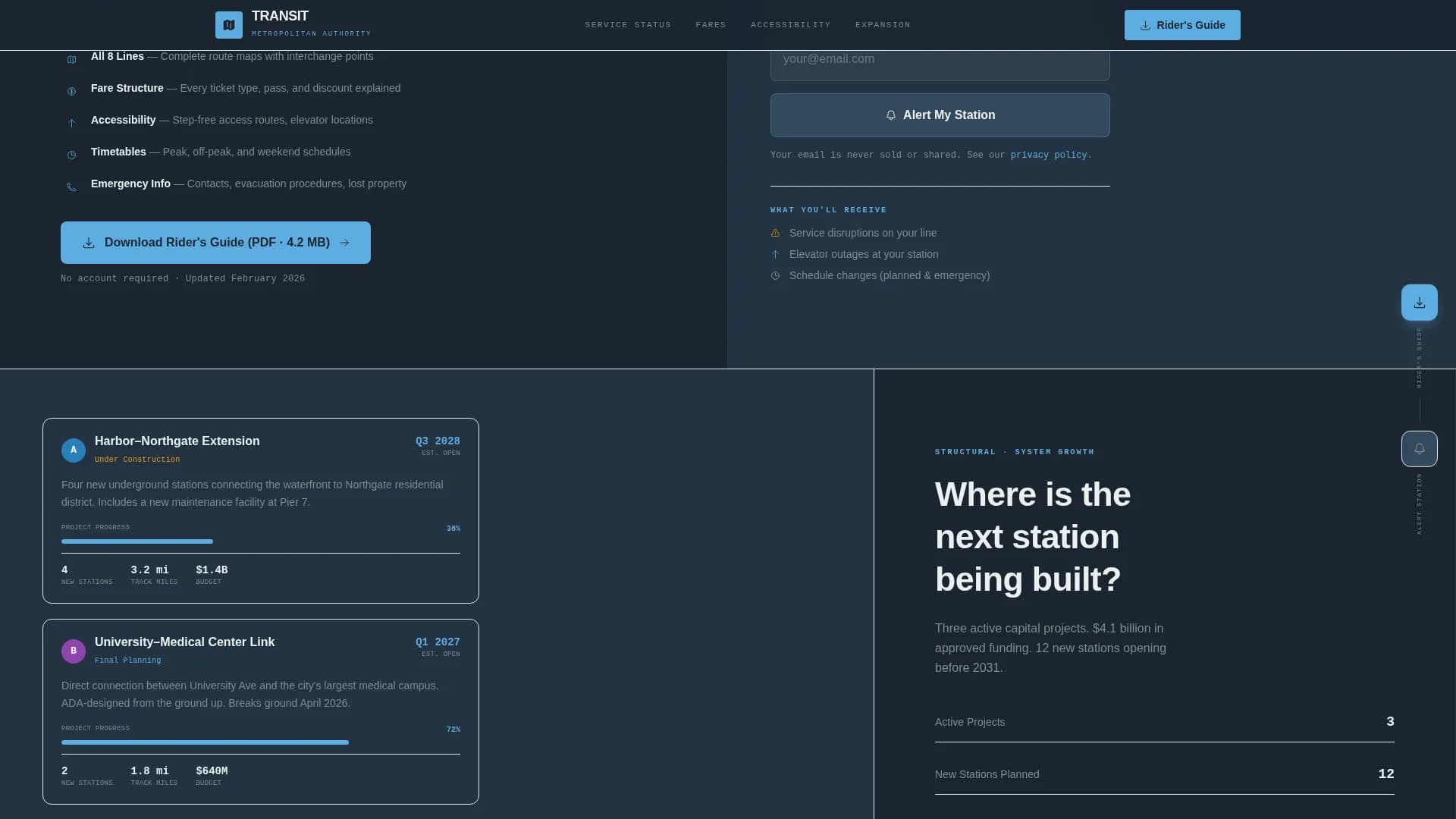 Public Transportation FAQ Website Template