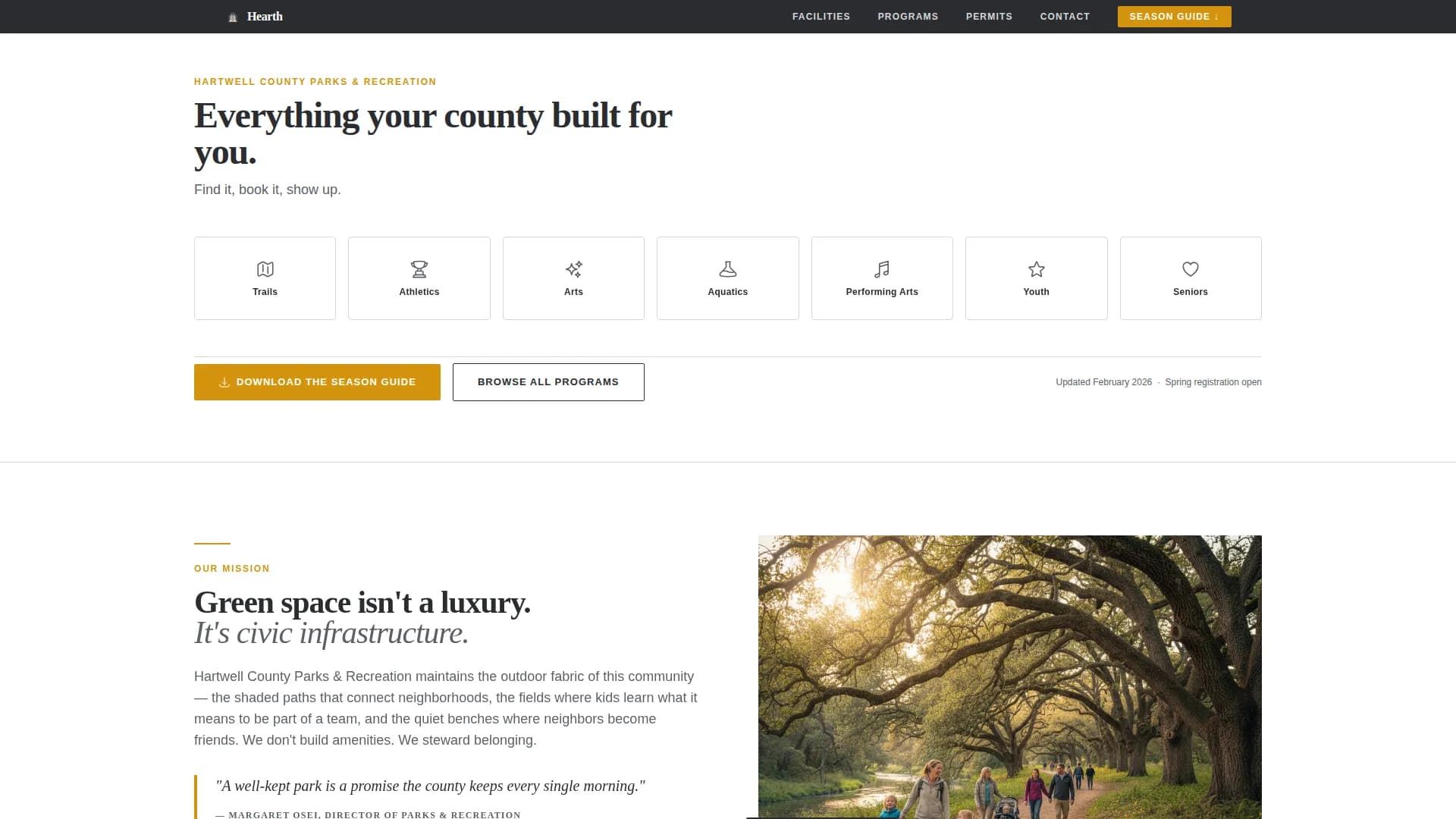 Parks & Recreation Government Booking Website Template
