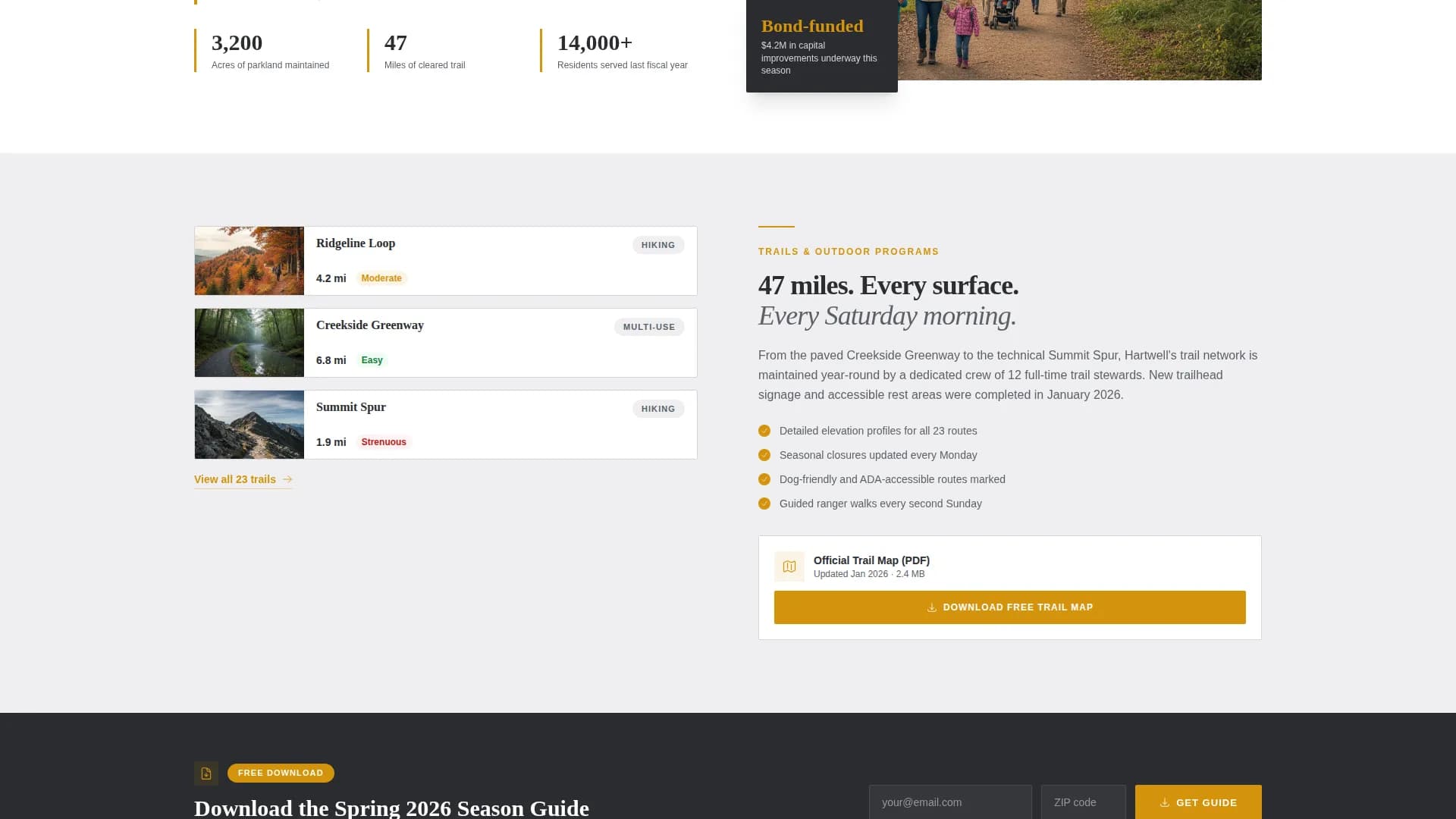 Parks & Recreation Government Booking Website Template