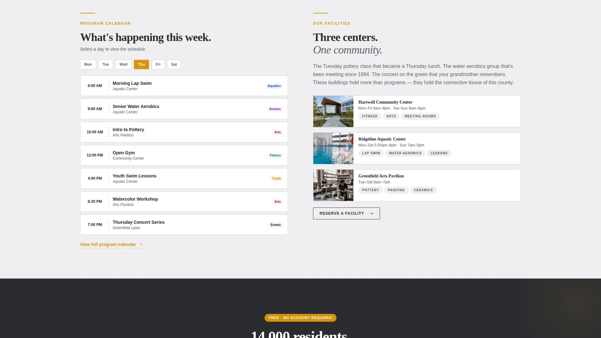 Parks & Recreation Government Booking Website Template