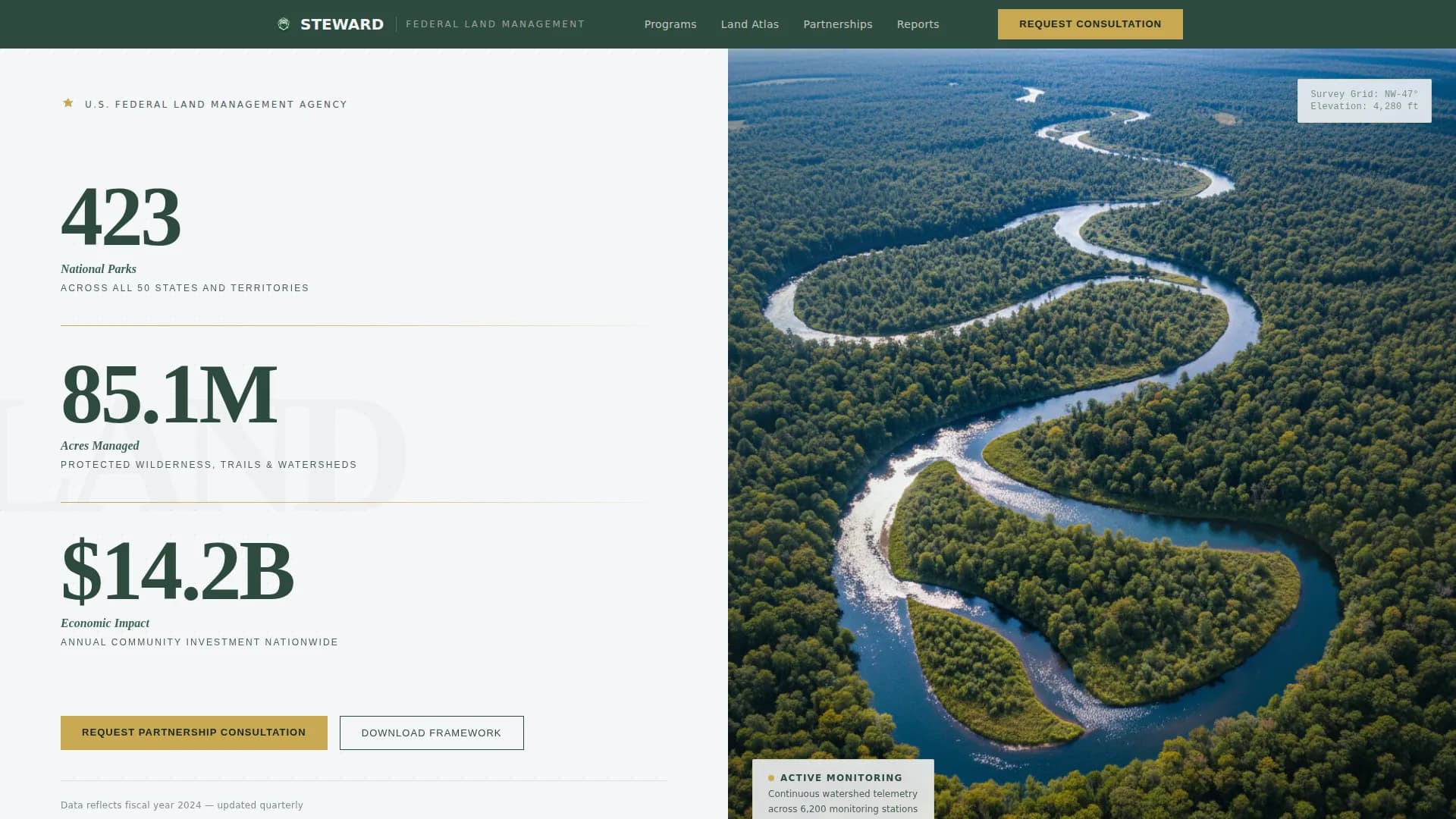 Steward — Public Lands Authority Landing Page Template
