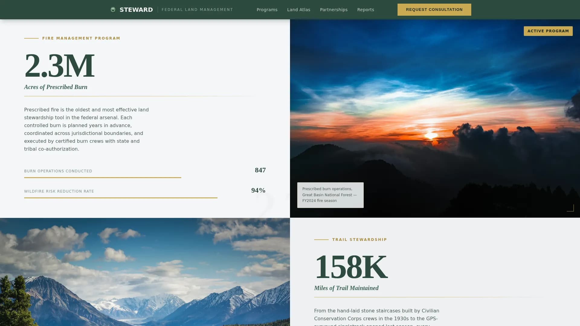 Steward — Public Lands Authority Landing Page Template
