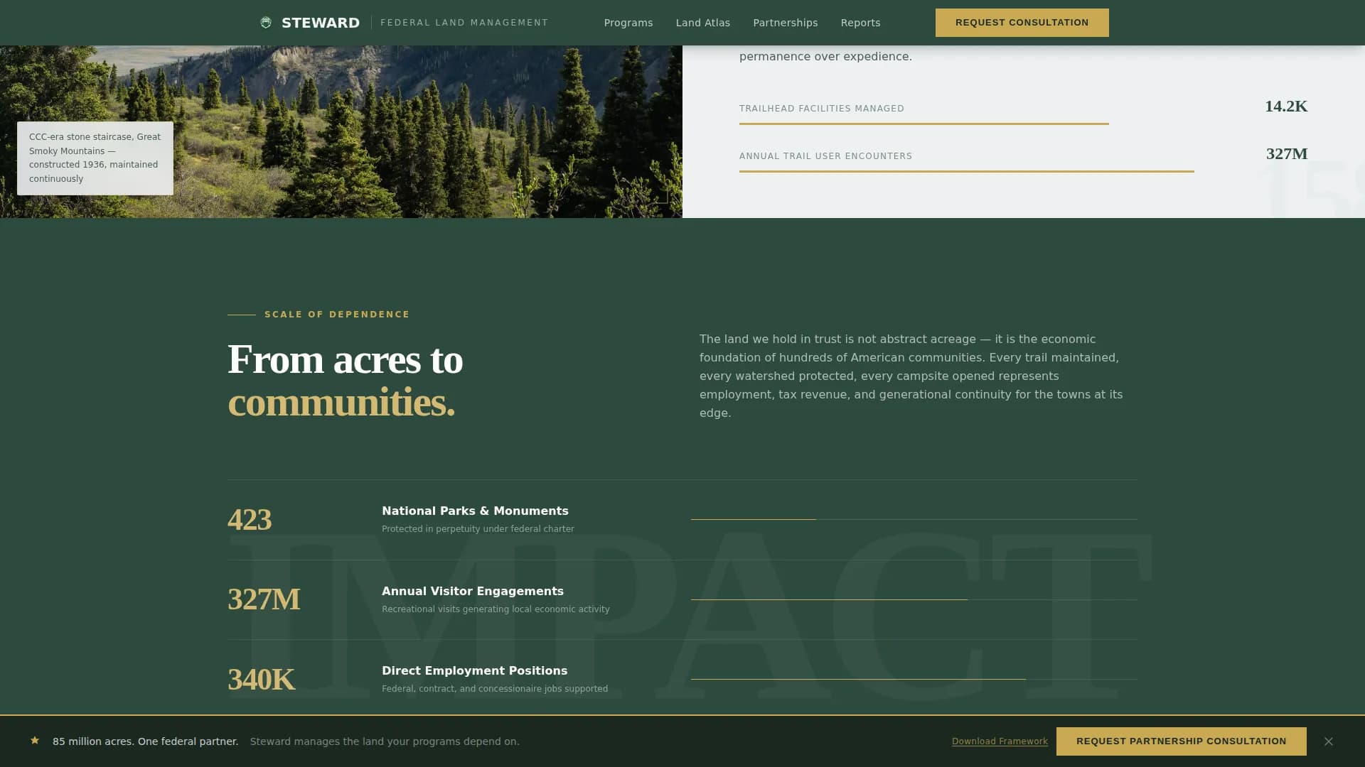 Steward — Public Lands Authority Landing Page Template