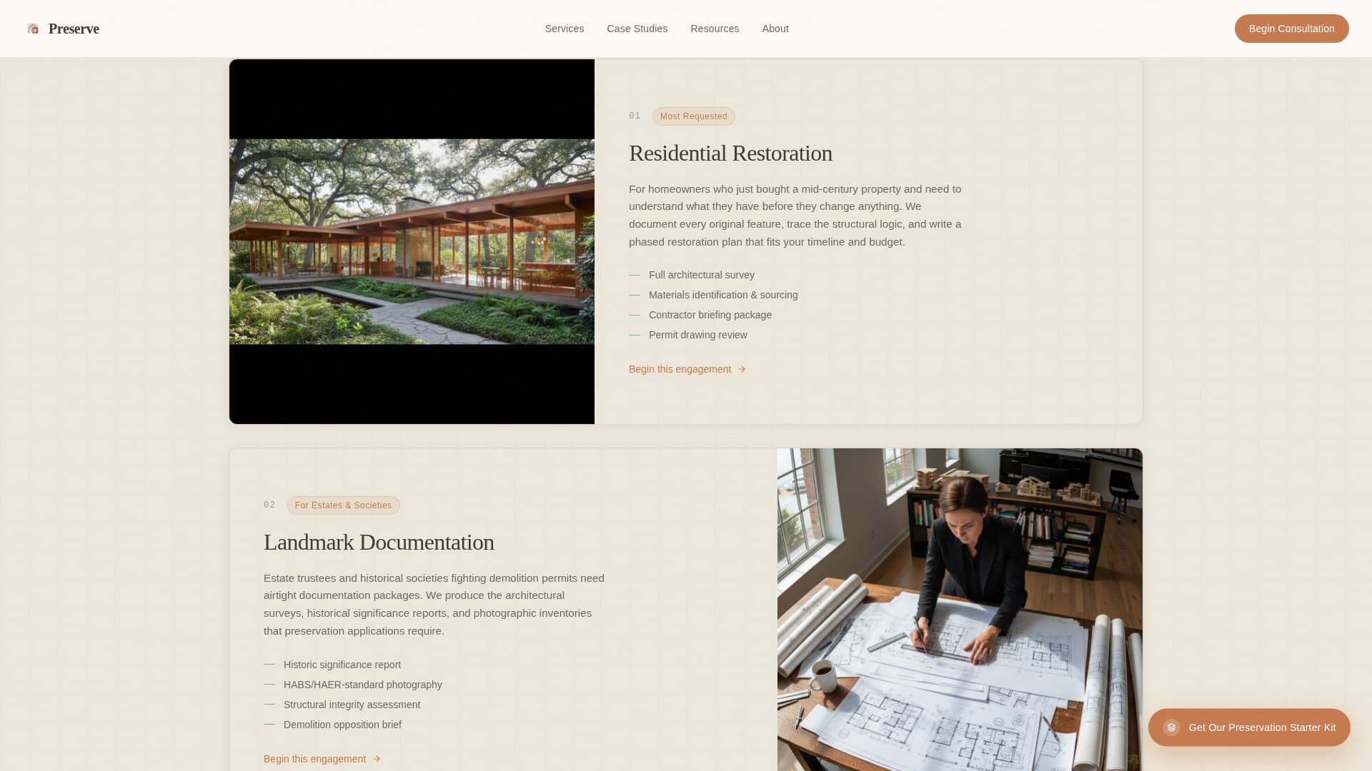 Mid-Century Modern Architecture Booking Website Template