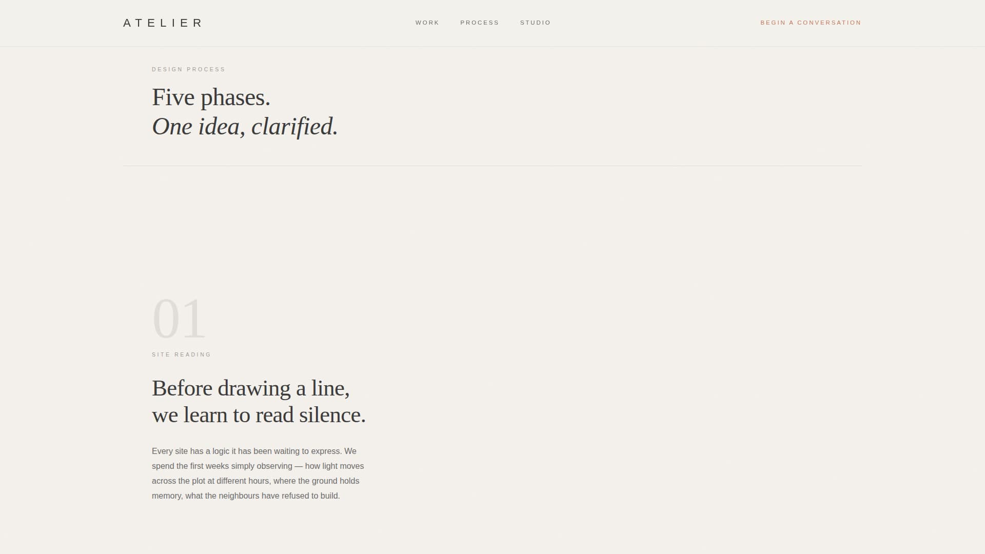 Atelier - Refined Architect Landing Page Template