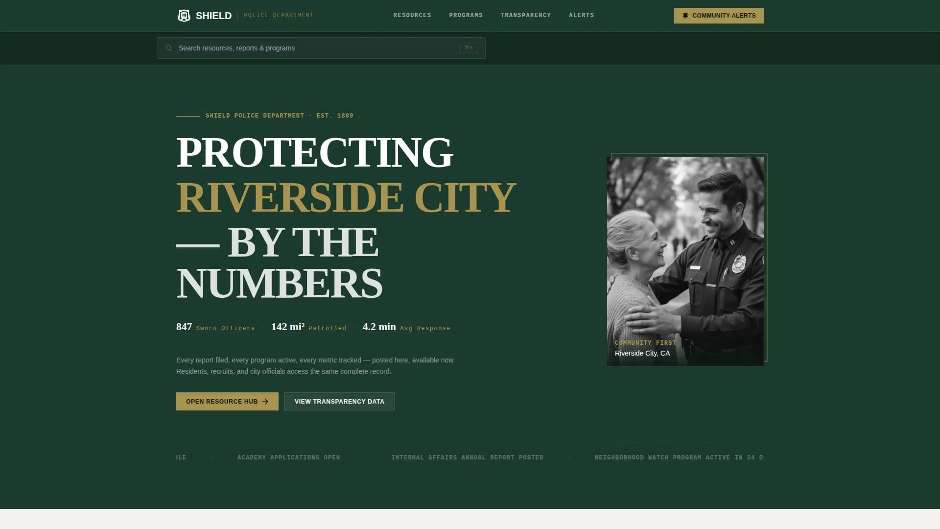 Shield — Public Safety Department Landing Page Template