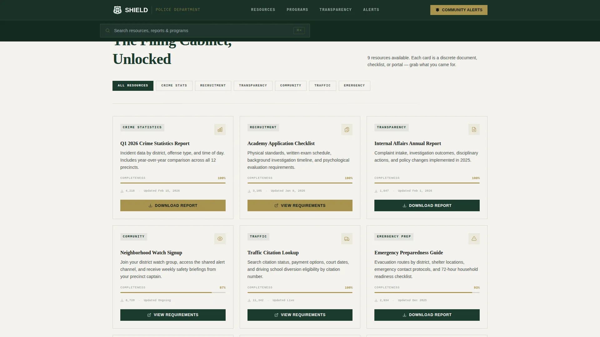 Shield — Public Safety Department Landing Page Template