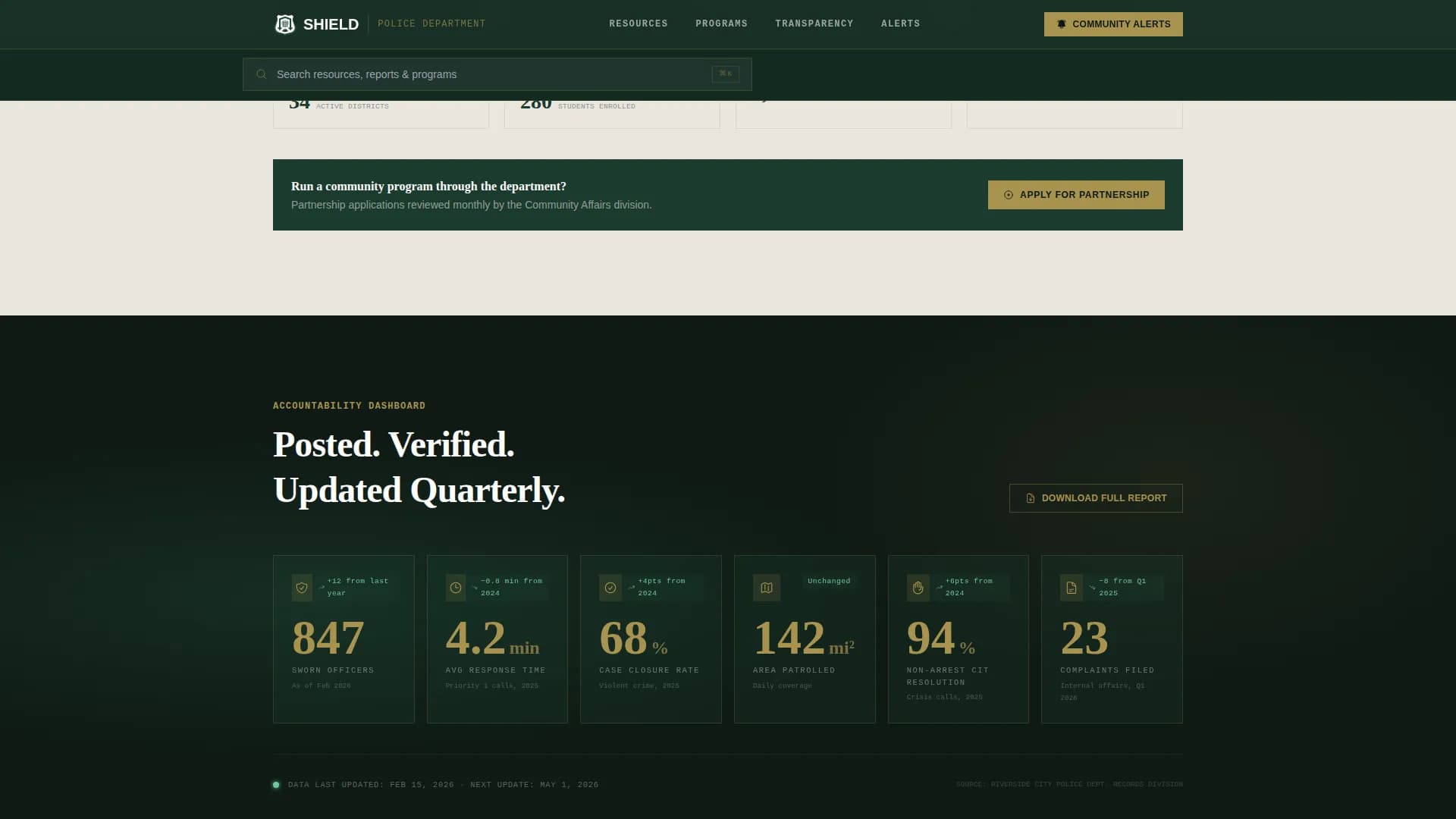 Shield — Public Safety Department Landing Page Template