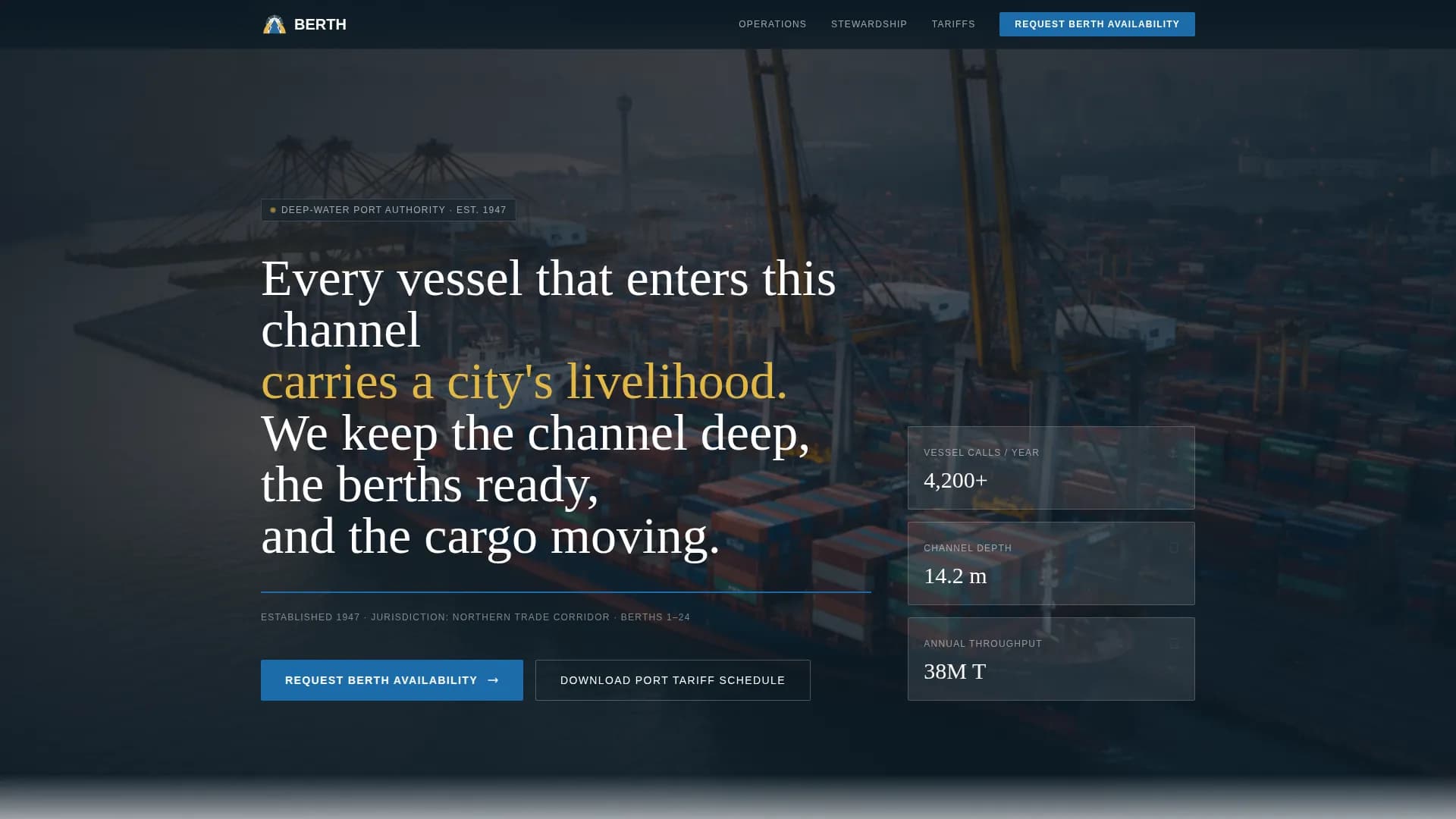 Berth — Deep-Water Port Landing Page Template
