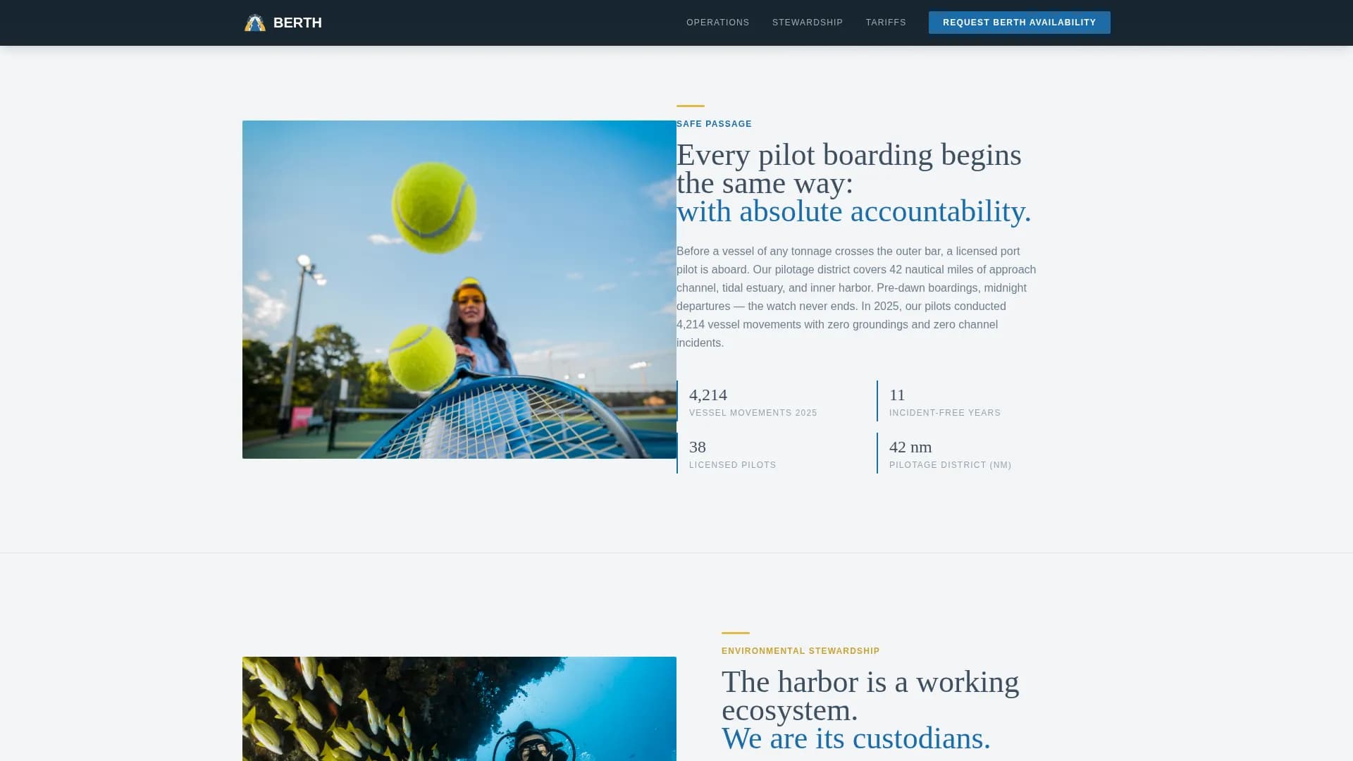 Berth — Deep-Water Port Landing Page Template