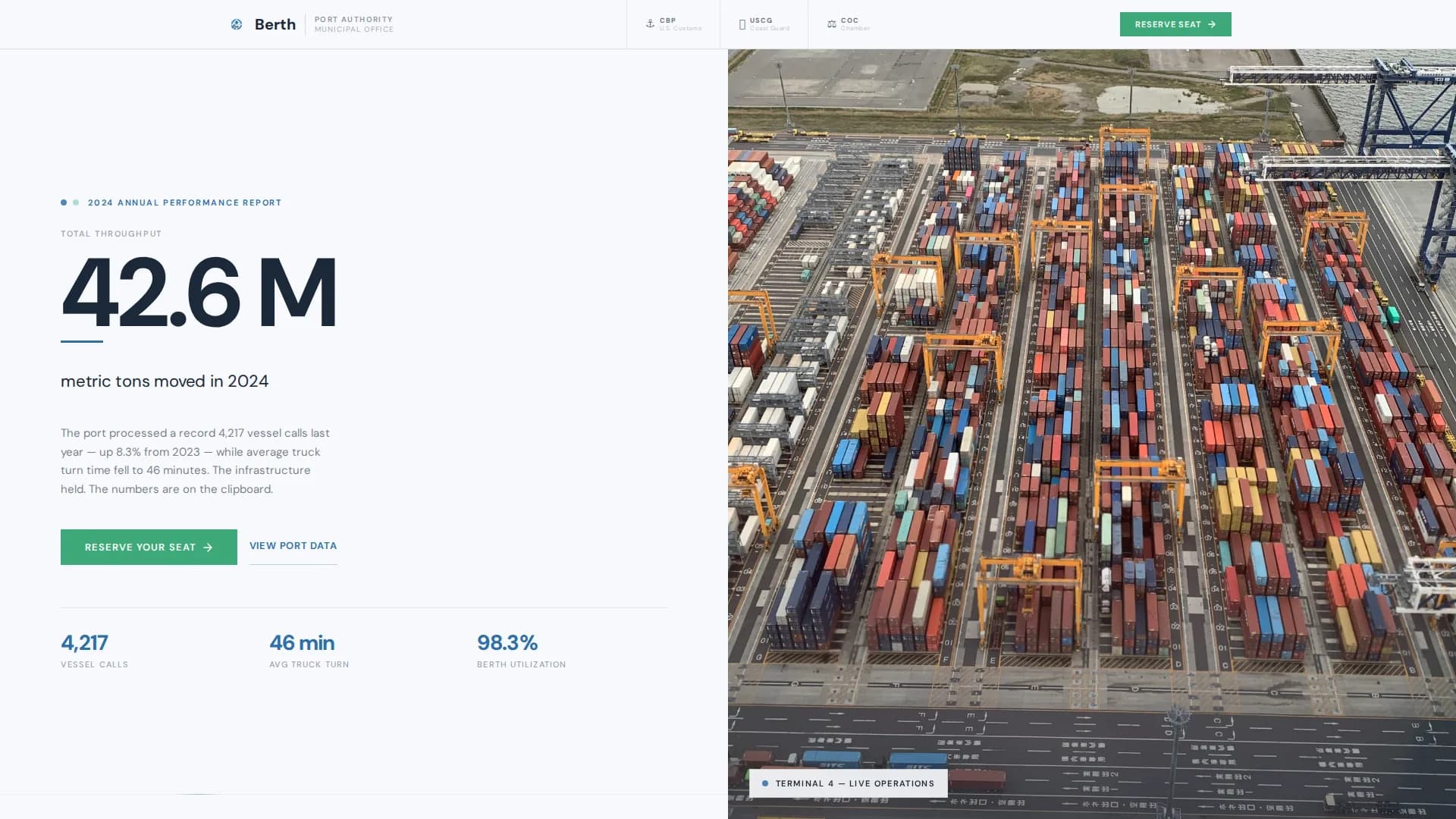 Berth — Advanced Port Management Landing Page Template