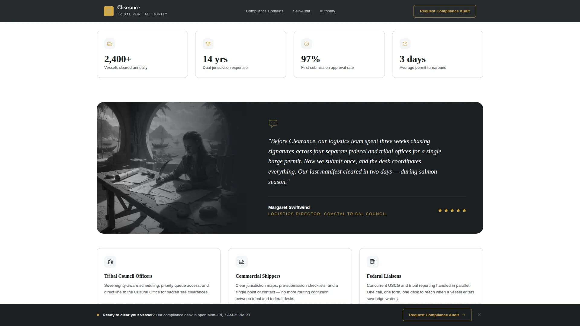Clearance — Tribal Compliance Landing Page Template
