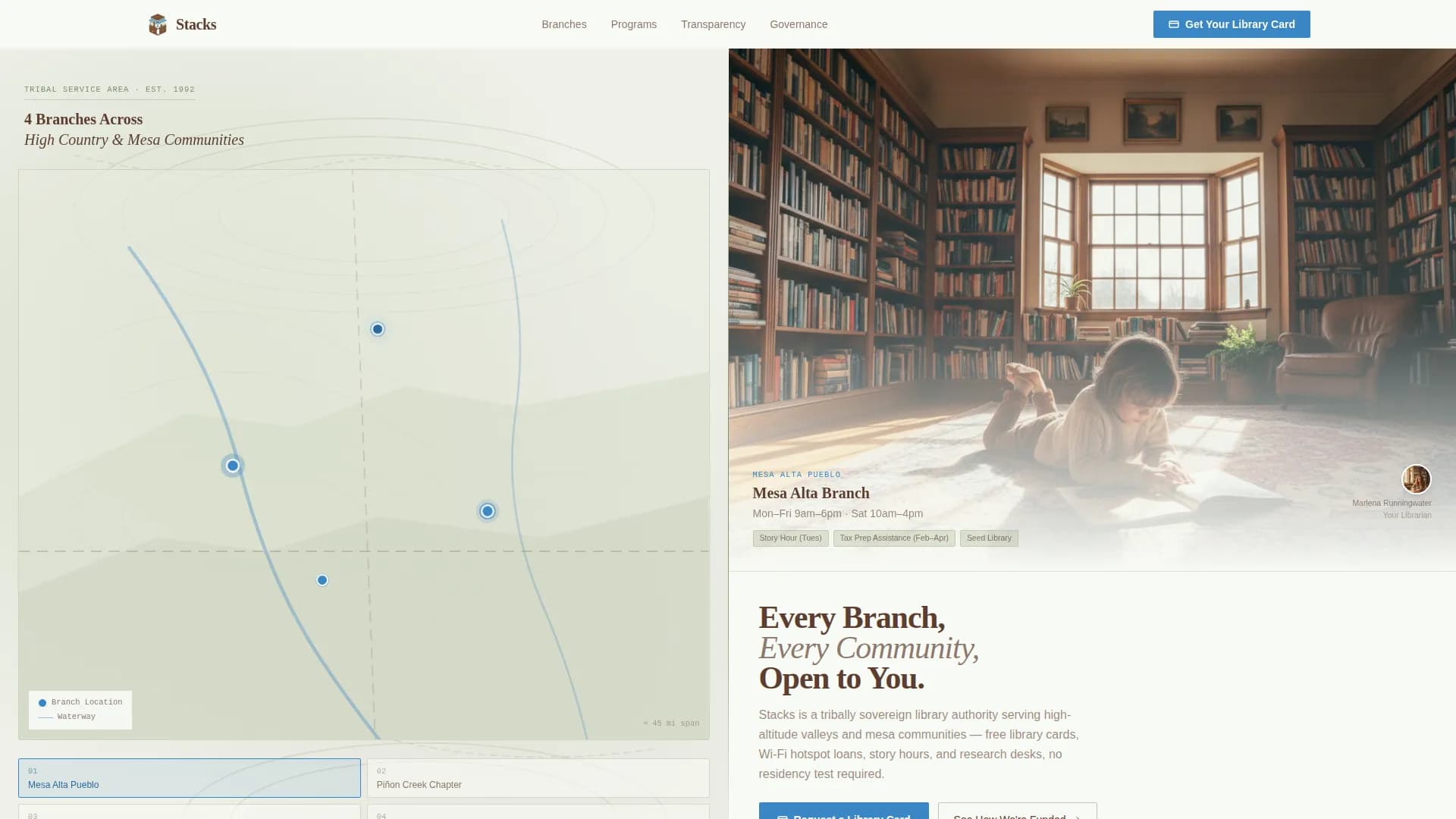 Stacks — Library Sovereignty Landing Page Template