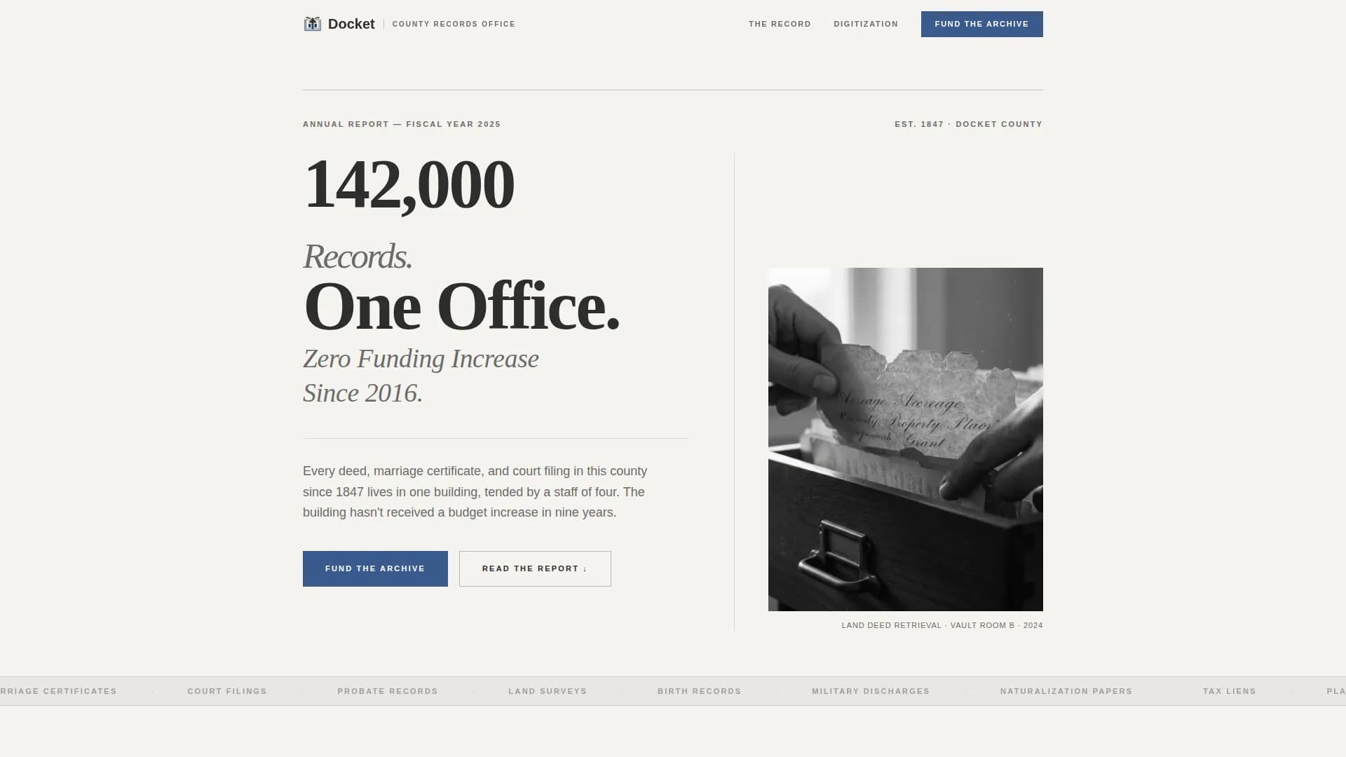 Docket — Accessible Archives Landing Page Template