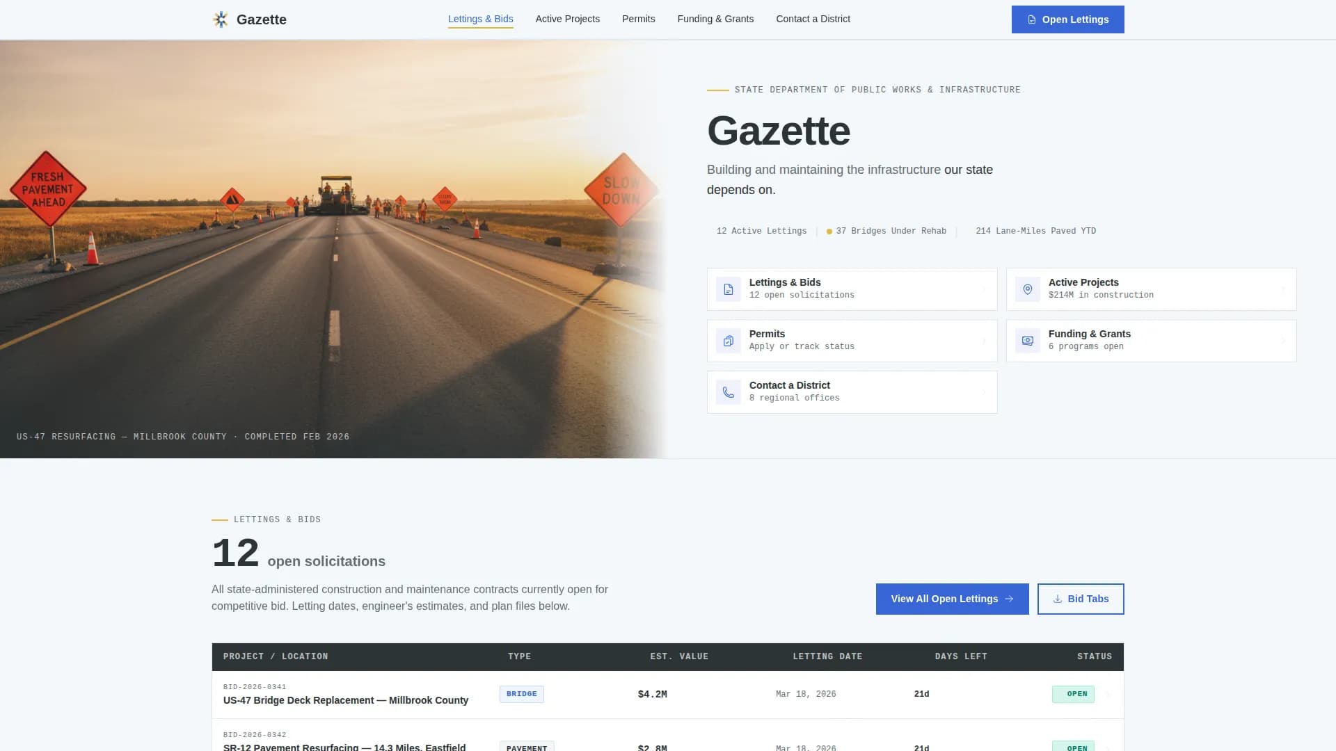 Public Works Government Specialist Professional Website Template