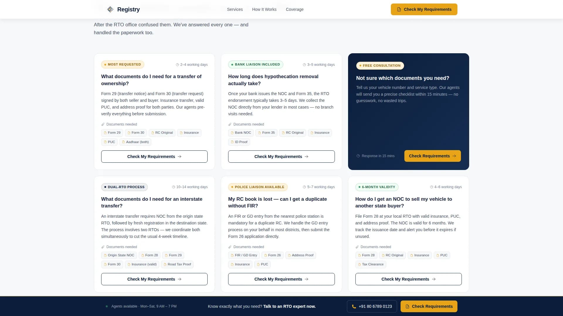 Registry - Precision RTO Vehicle Registration Landing Page Template