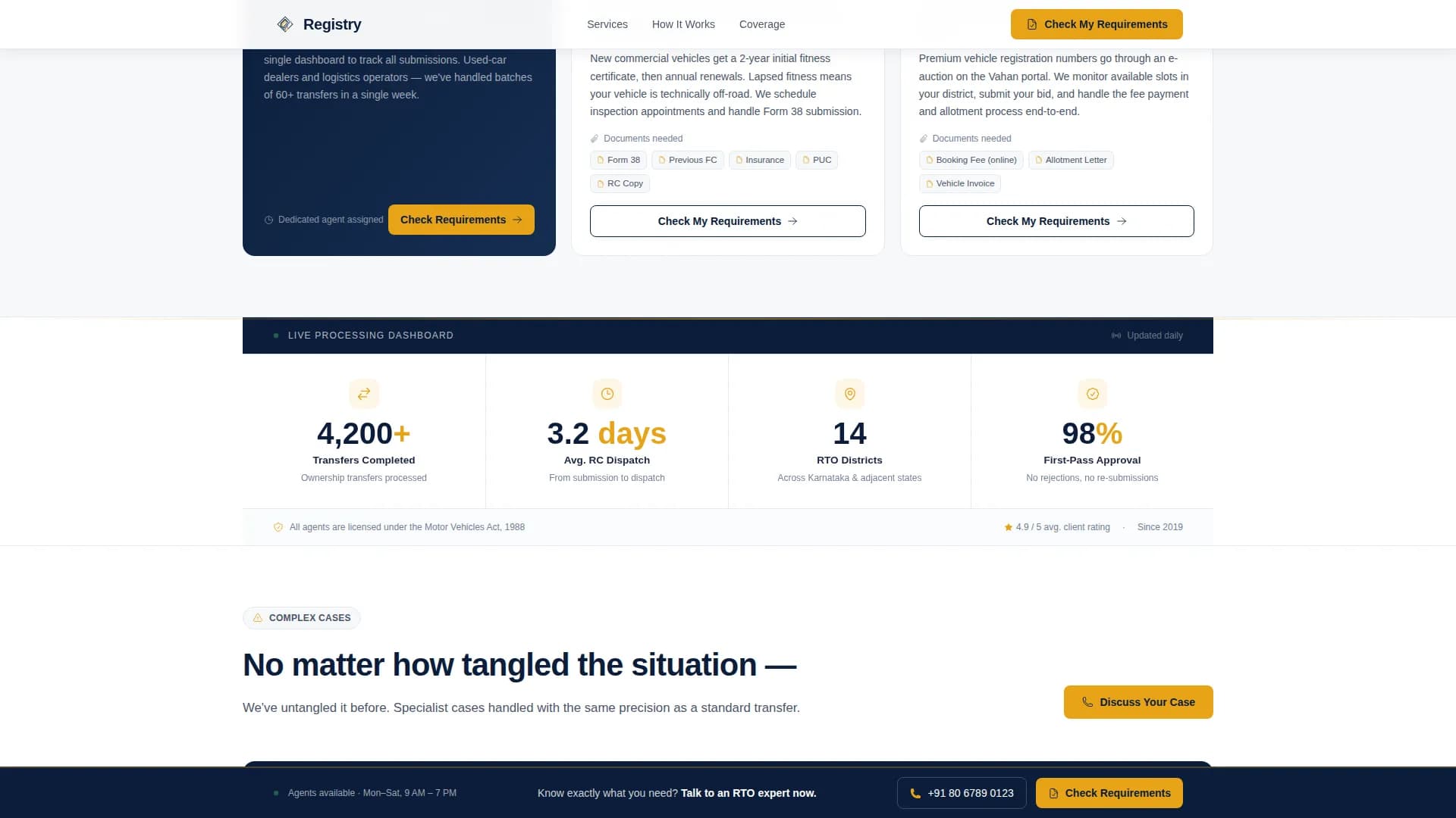 Registry - Precision RTO Vehicle Registration Landing Page Template