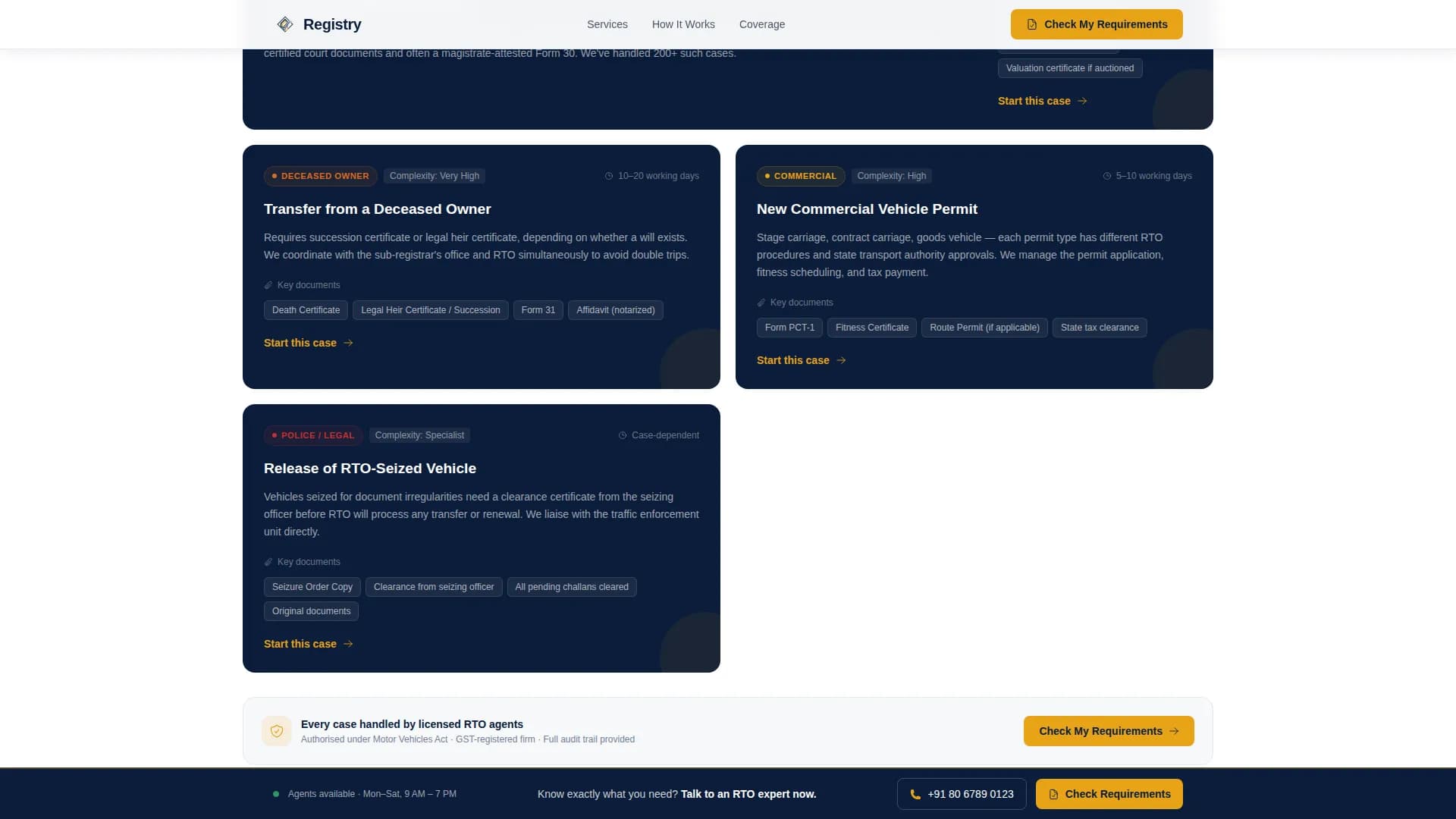 Registry - Precision RTO Vehicle Registration Landing Page Template