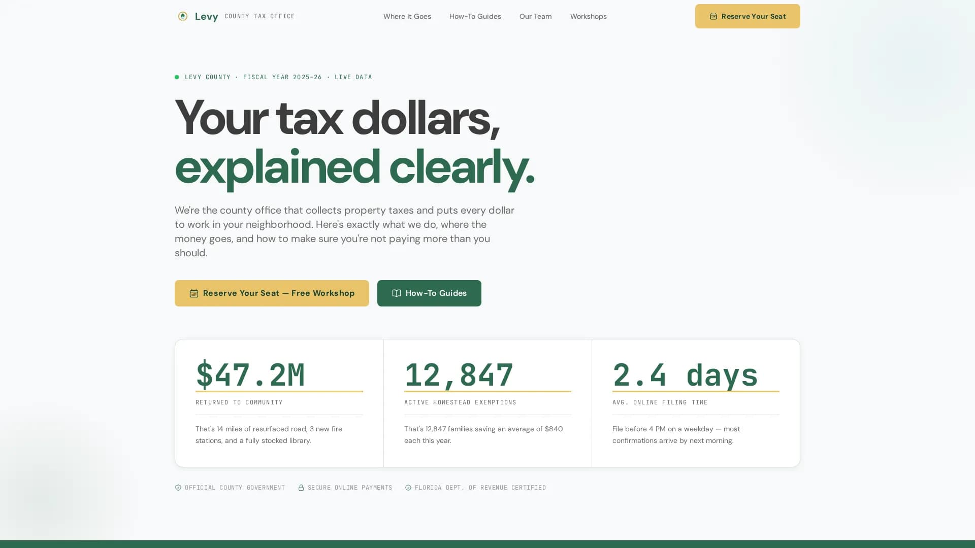 Levy — Transparent Tax Administration Landing Page Template