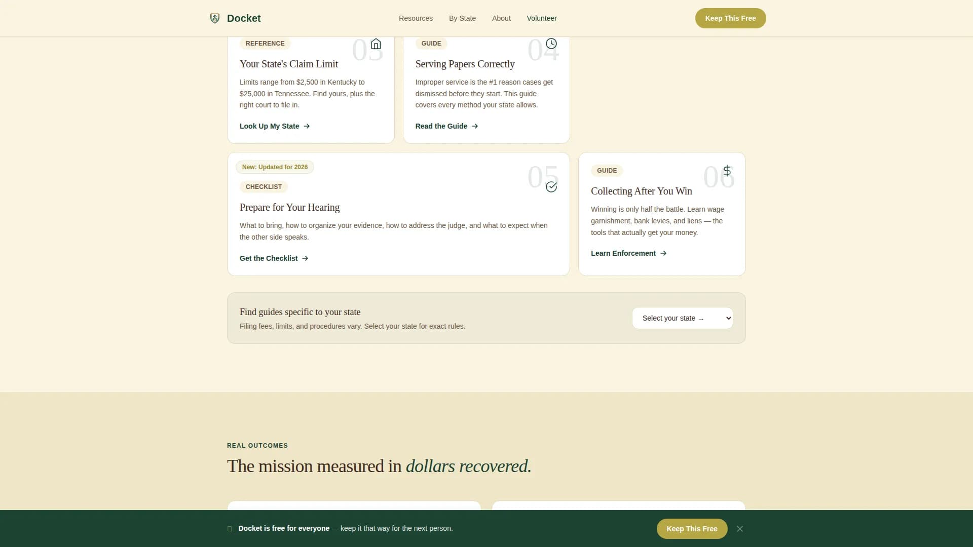 Docket — Accessible Legal Resources Landing Page Template