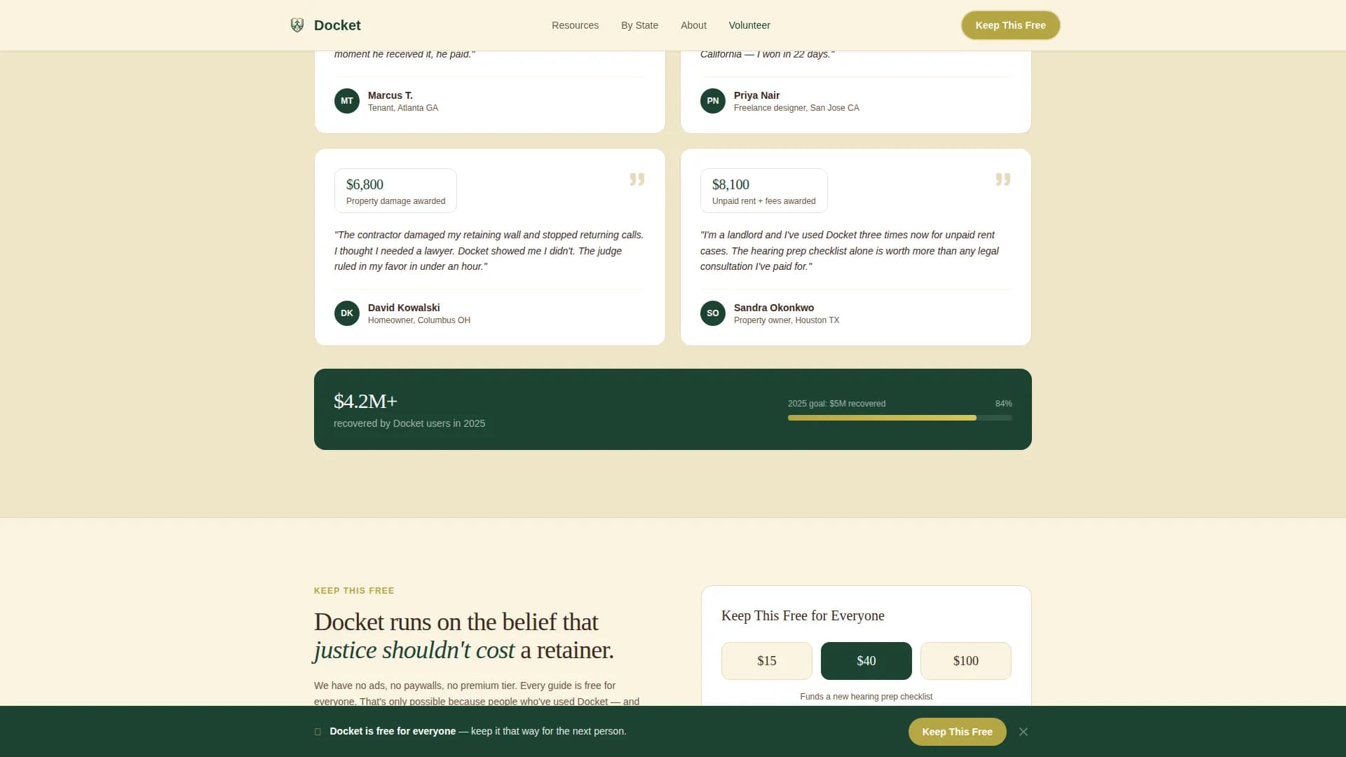 Docket — Accessible Legal Resources Landing Page Template