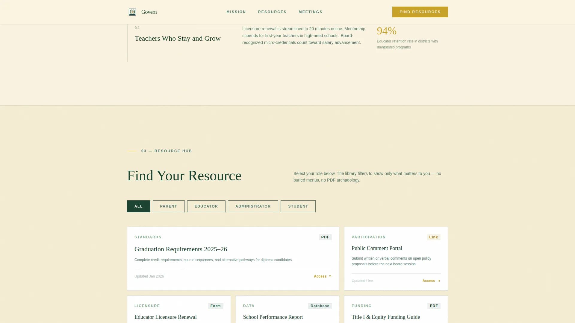 Advance — State Education Authority Landing Page Template