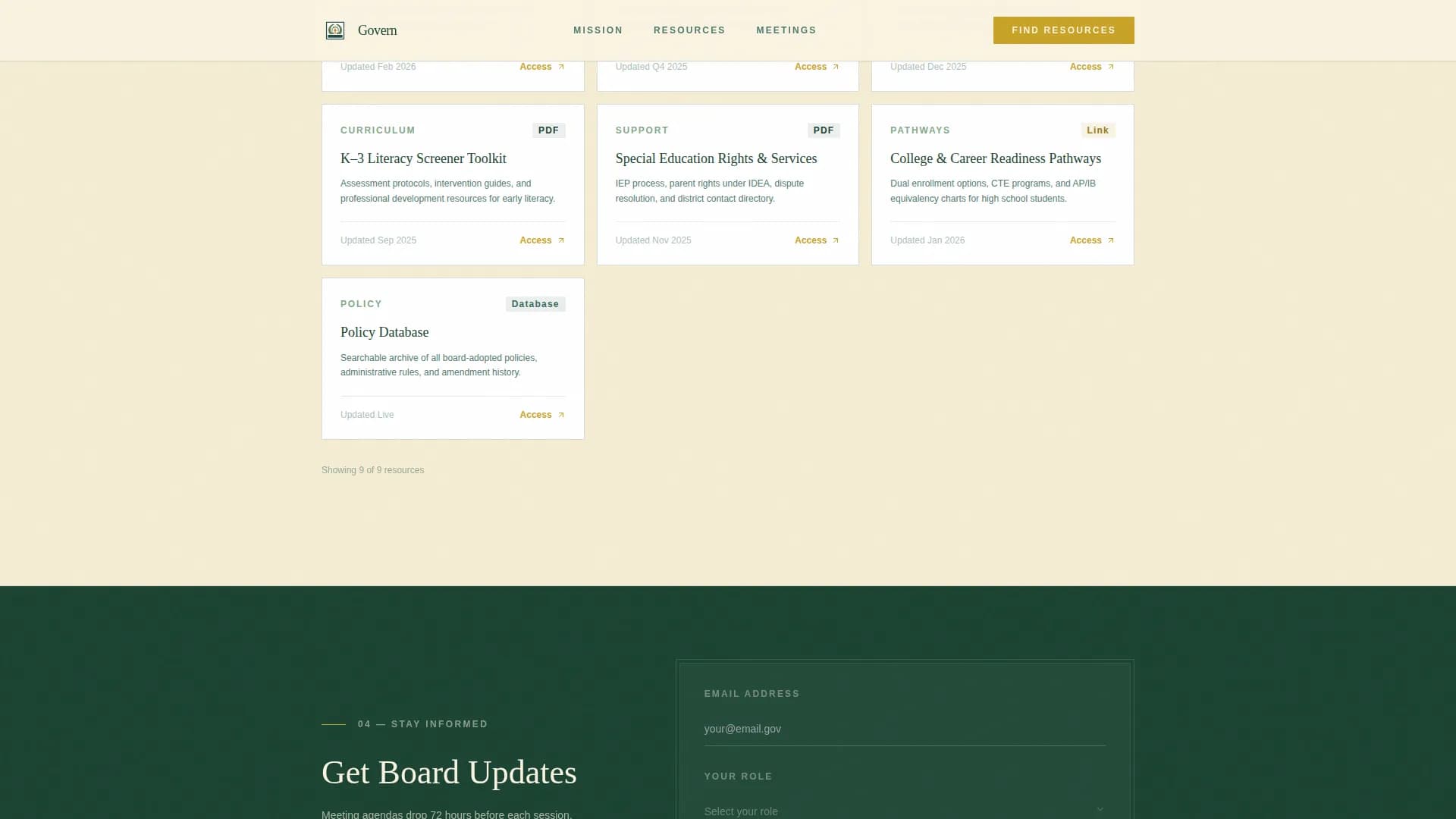 Advance — State Education Authority Landing Page Template